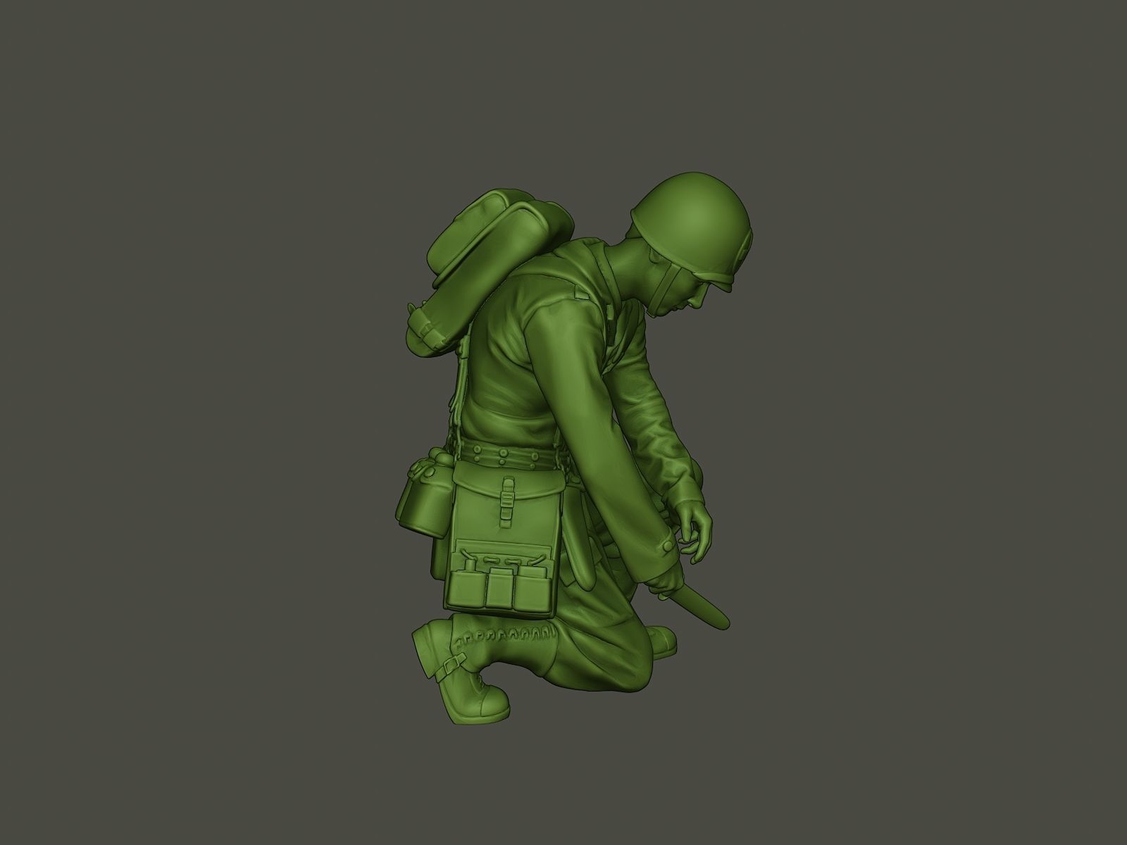 American soldier ww2 cutting A8 3D print model_30