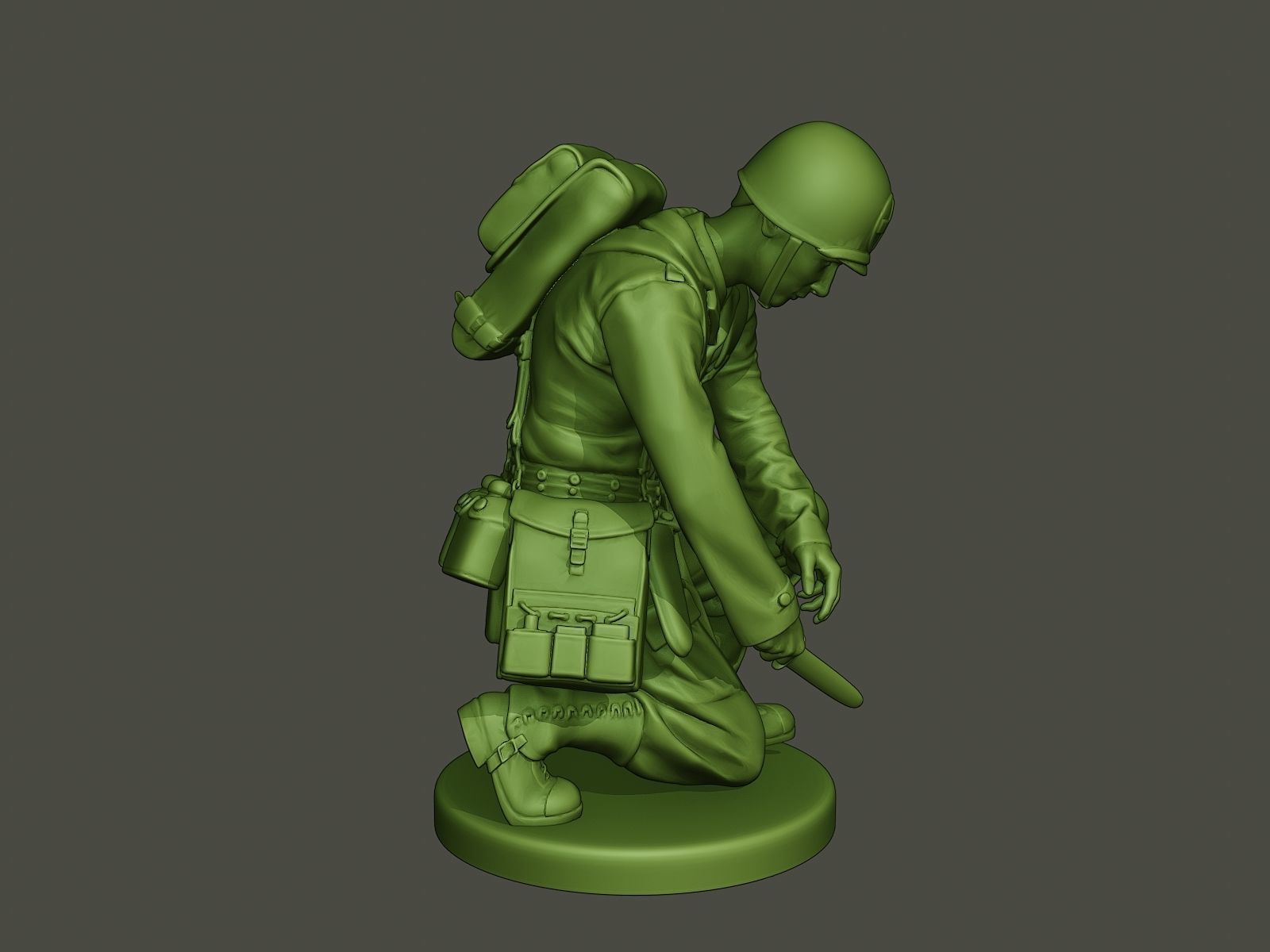 American soldier ww2 cutting A8 3D print model_7
