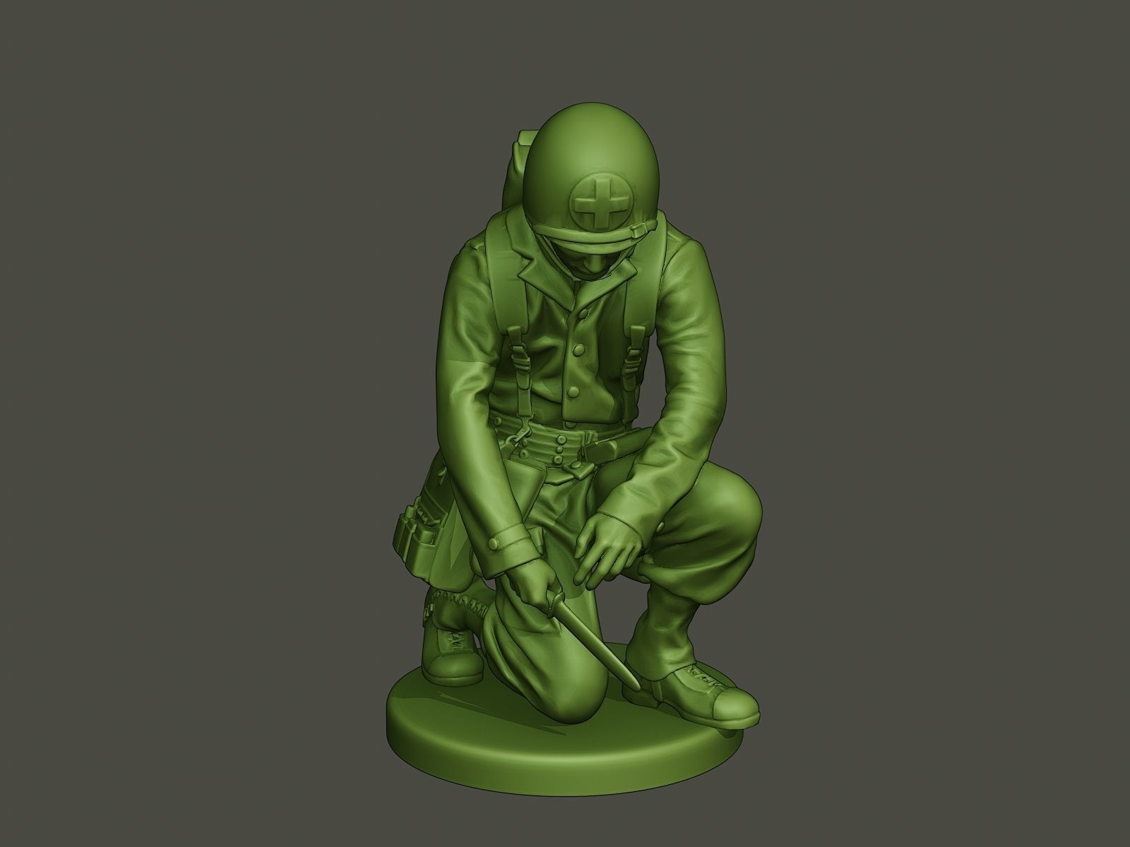 American soldier ww2 cutting A8 3D print model_9