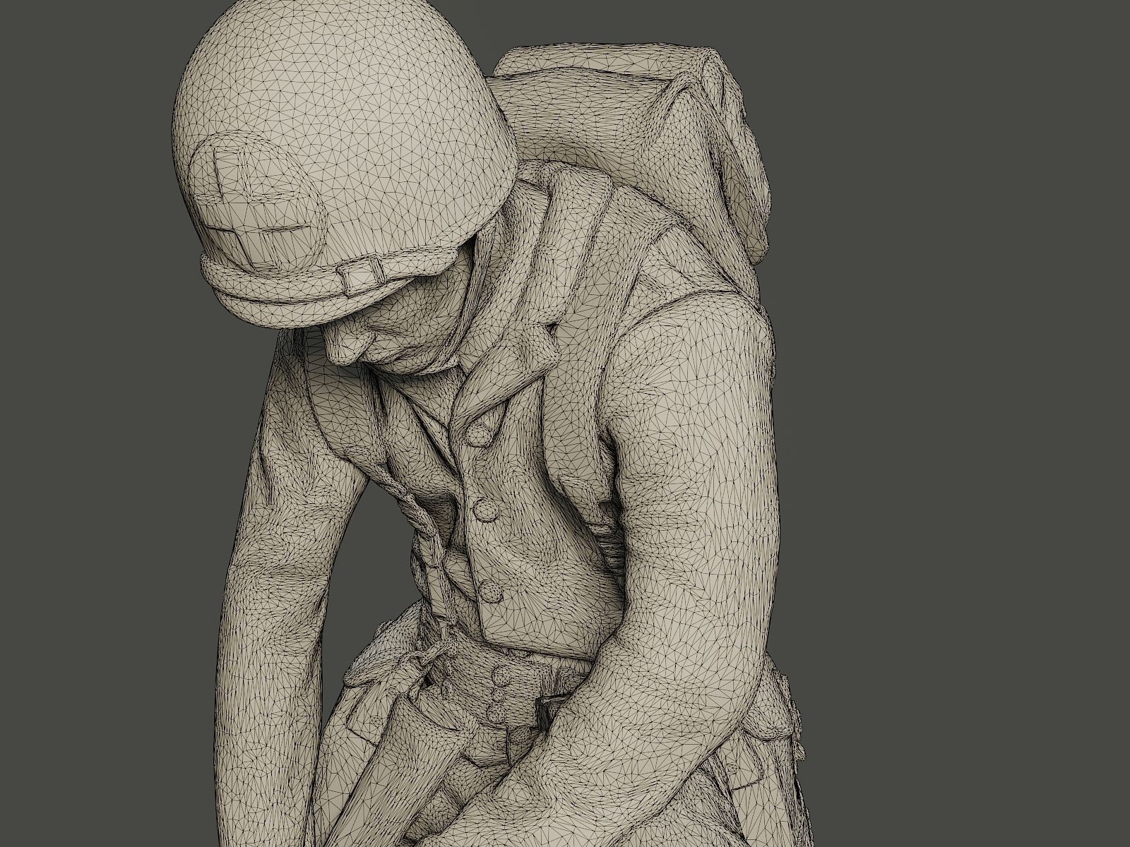 American soldier ww2 cutting A8 3D print model_11