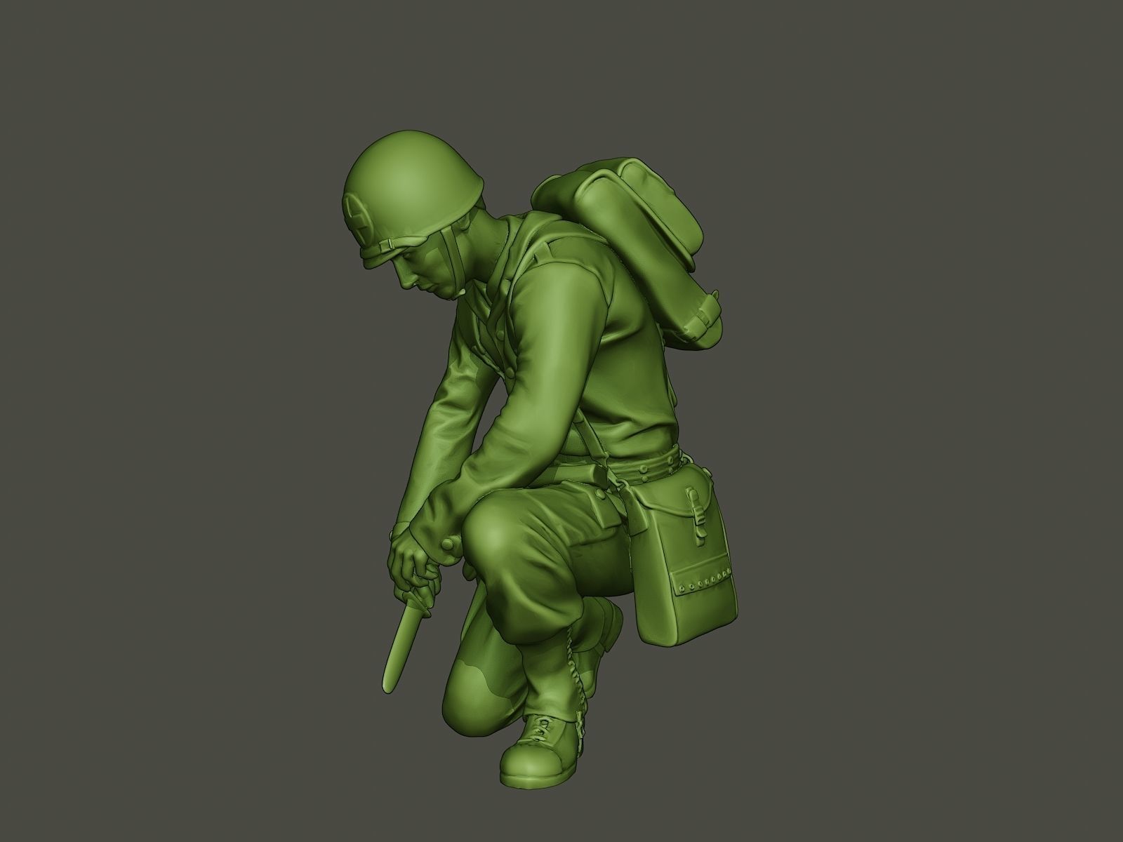 American soldier ww2 cutting A8 3D print model_26