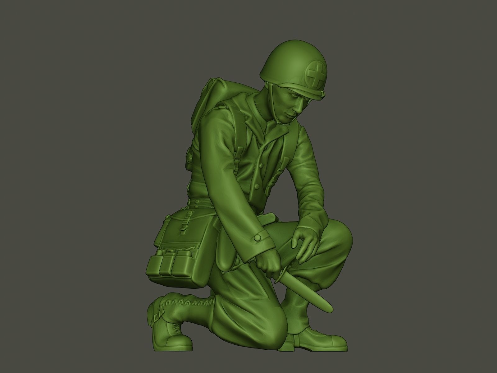 American soldier ww2 cutting A8 3D print model_28