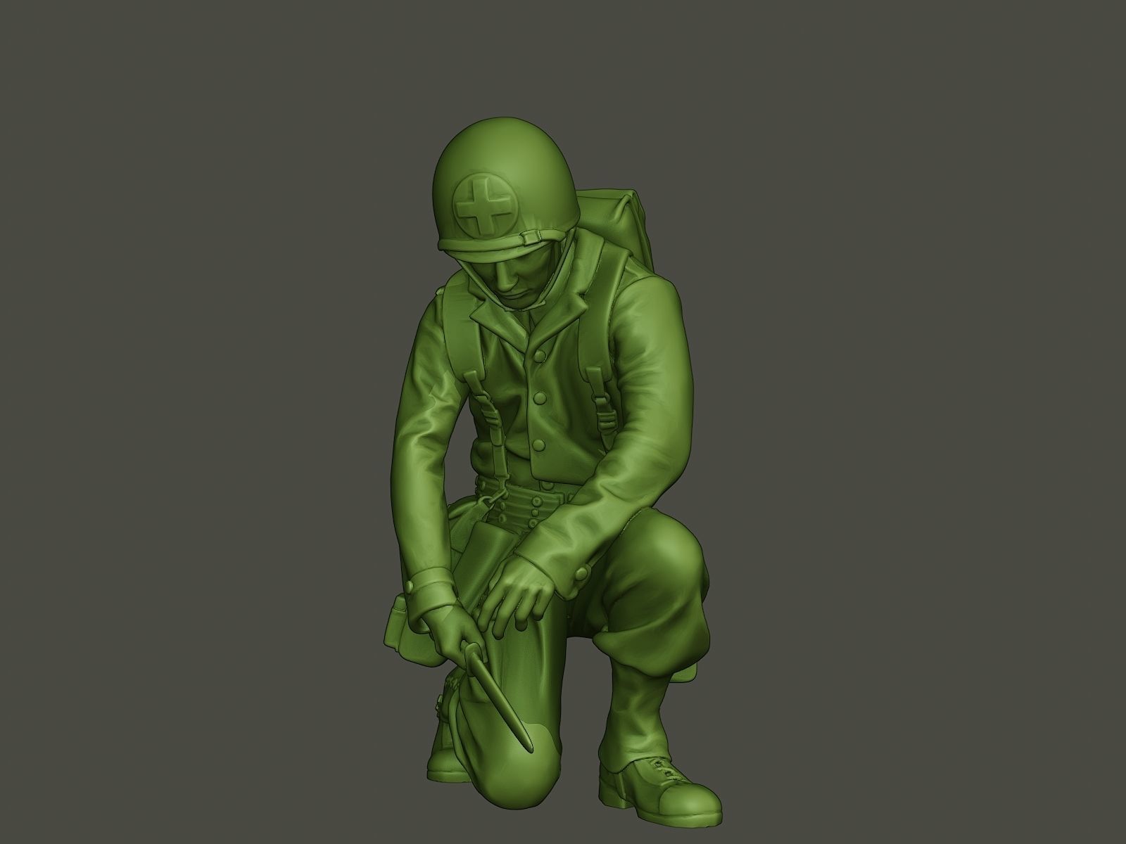 American soldier ww2 cutting A8 3D print model_27