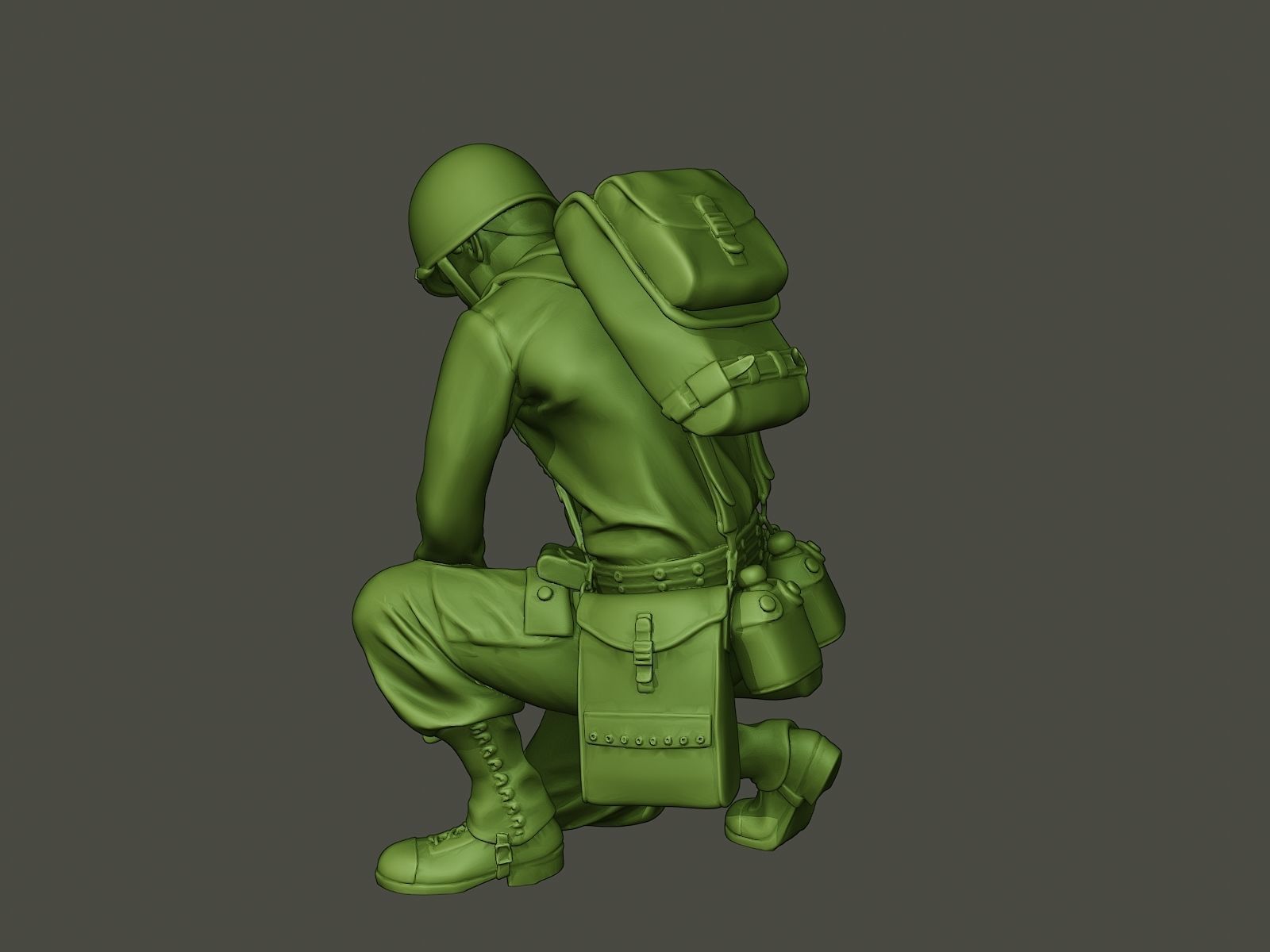 American soldier ww2 cutting A8 3D print model_25
