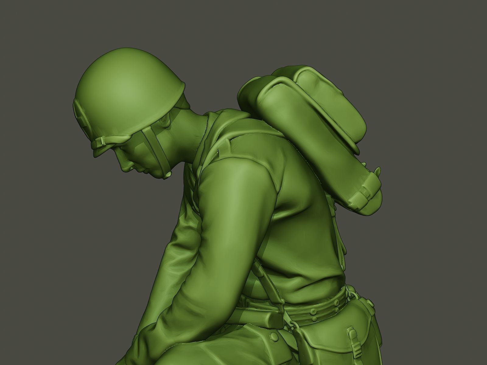 American soldier ww2 cutting A8 3D print model_17