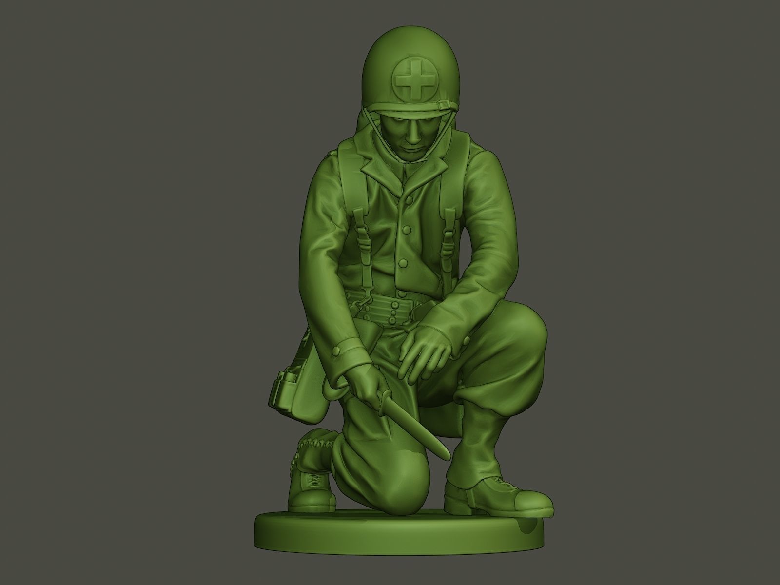 American soldier ww2 cutting A8 3D print model_12