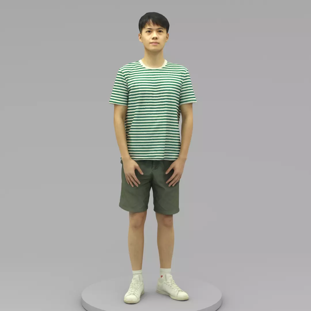 A Tall Young Man Standing Alone 3D model_0