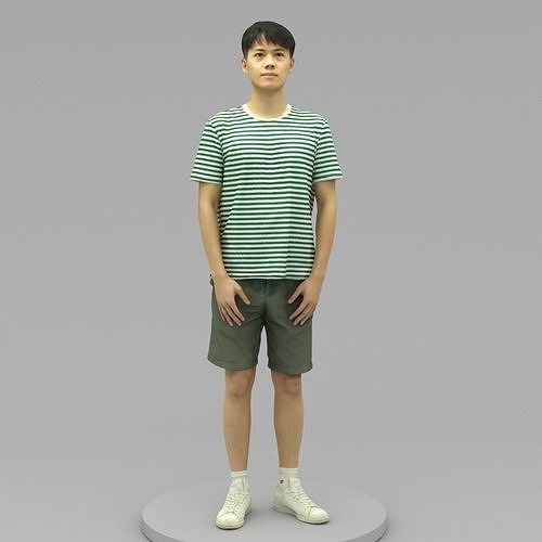 A Tall Young Man Standing Alone 3D model
