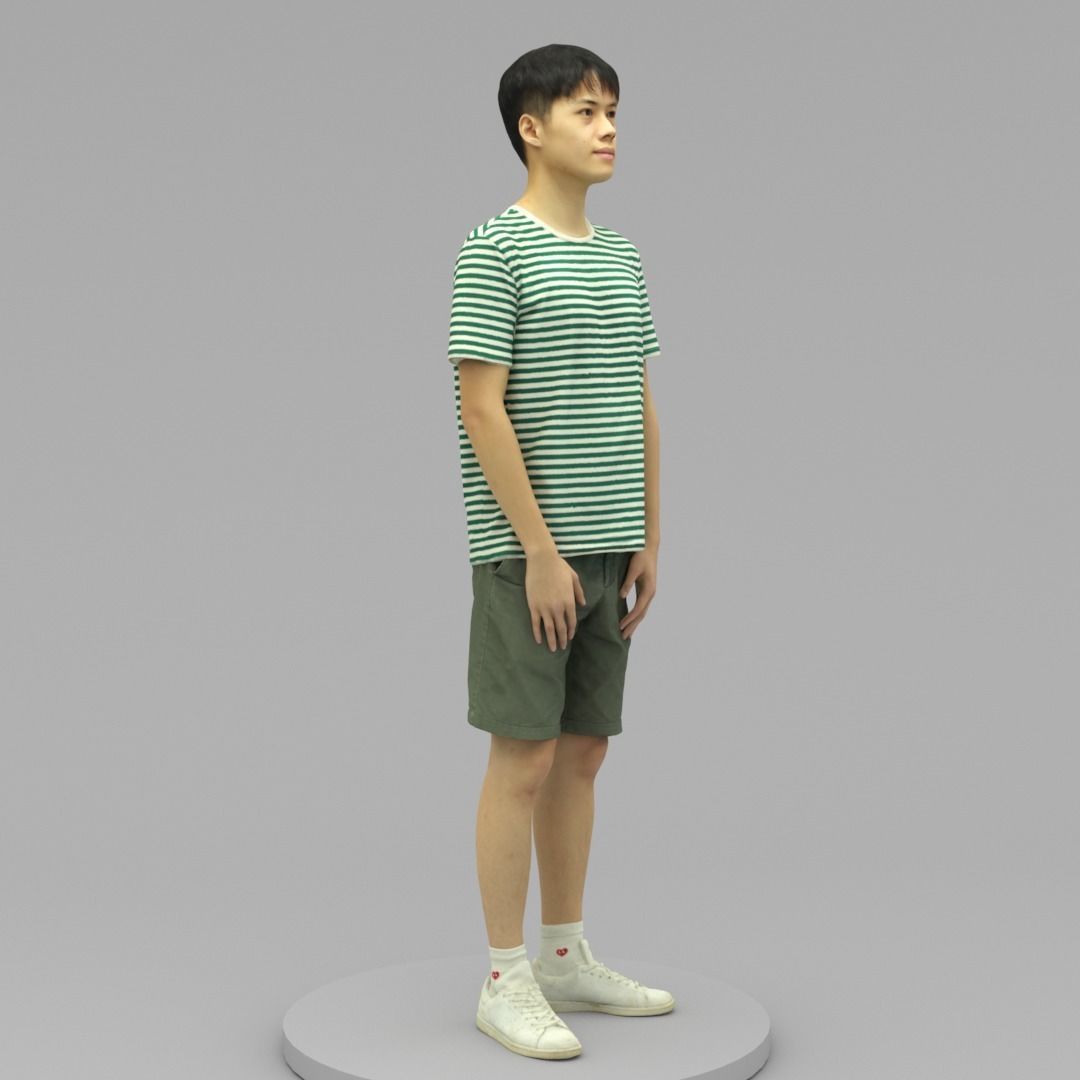A Tall Young Man Standing Alone 3D model_2