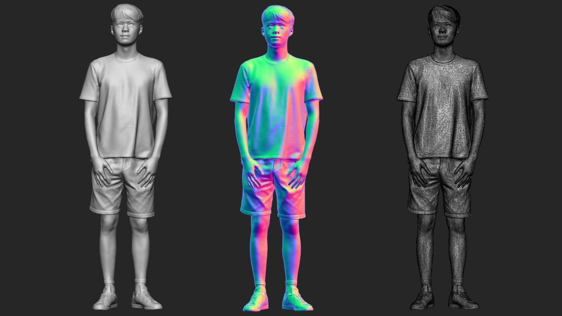 A Tall Young Man Standing Alone 3D model_6