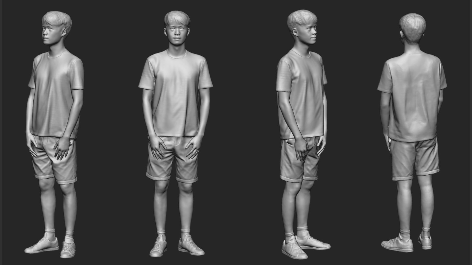A Tall Young Man Standing Alone 3D model_5
