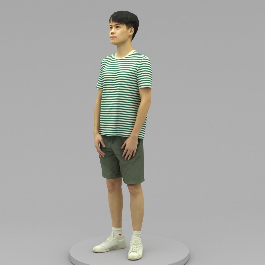 A Tall Young Man Standing Alone 3D model_1