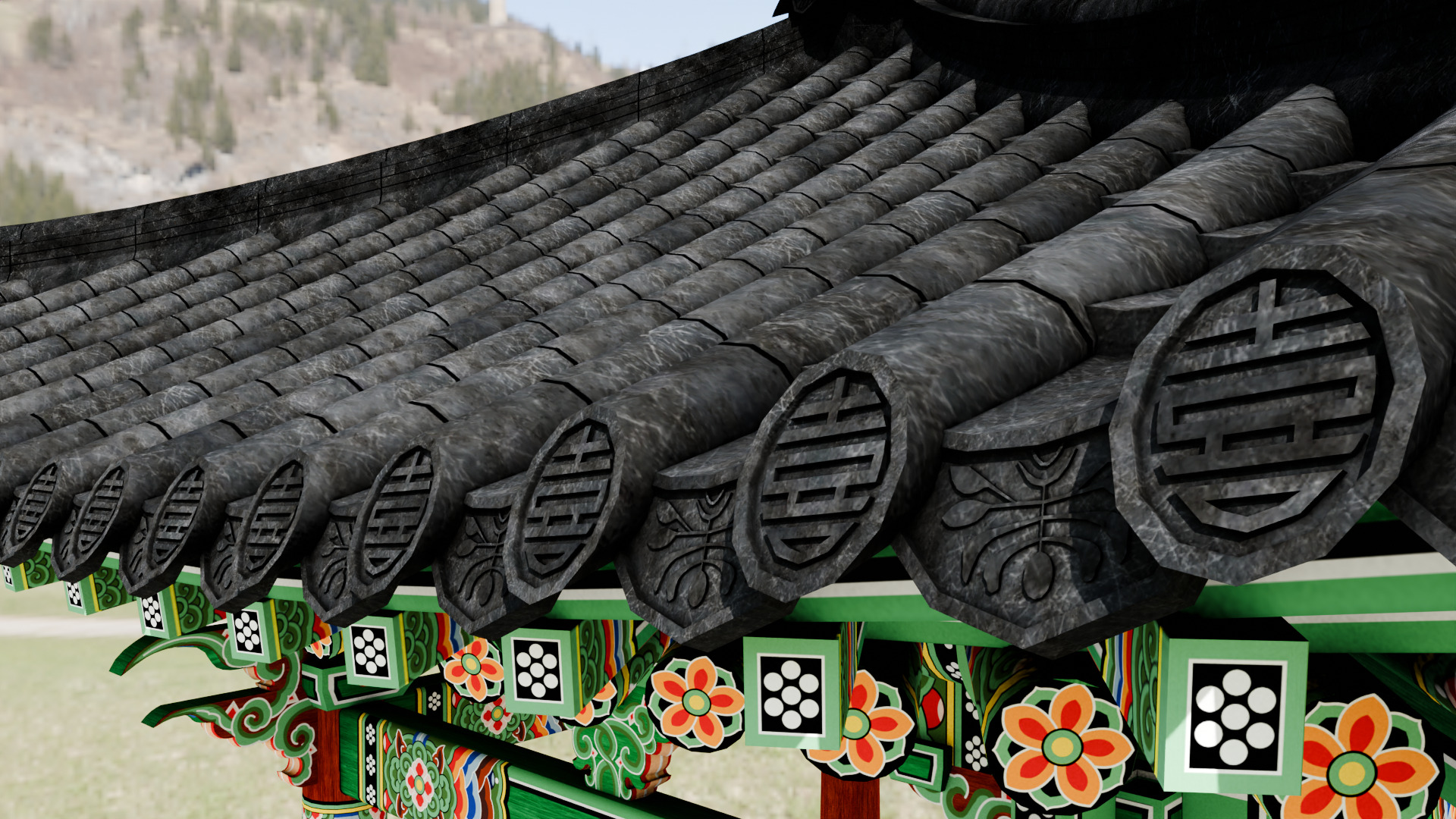 Pavilion Tetragon Low-poly 3D model_6