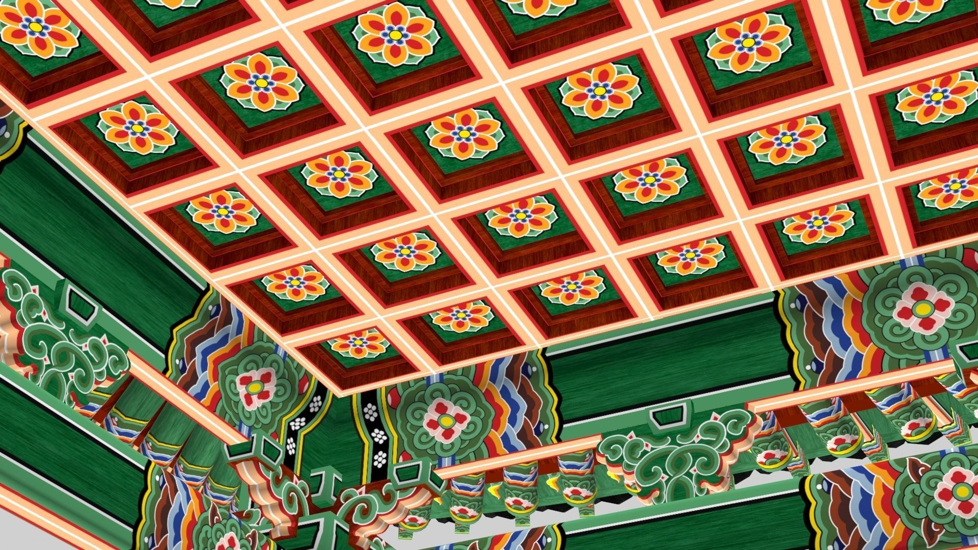 Pavilion Tetragon Low-poly 3D model_16