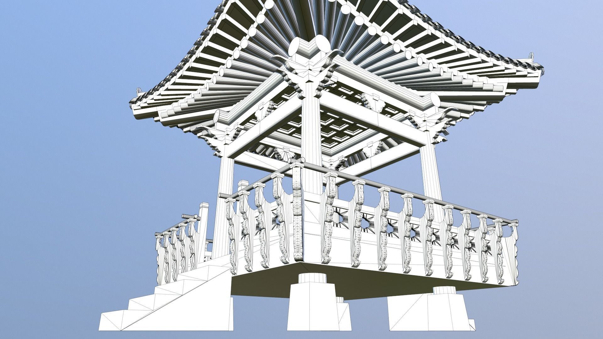 Pavilion Tetragon Low-poly 3D model_21