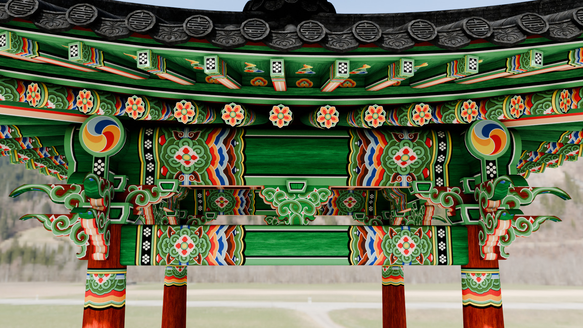 Pavilion Tetragon Low-poly 3D model_8