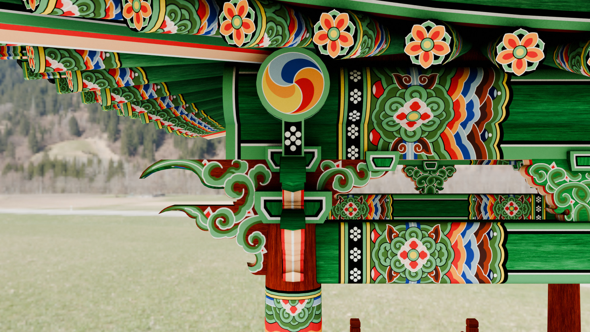 Pavilion Tetragon Low-poly 3D model_9