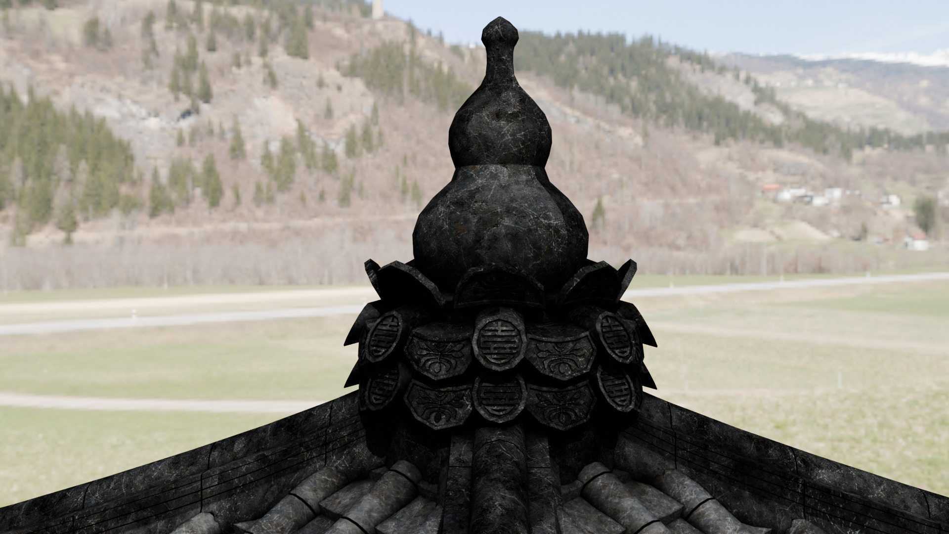 Pavilion Tetragon Low-poly 3D model_5