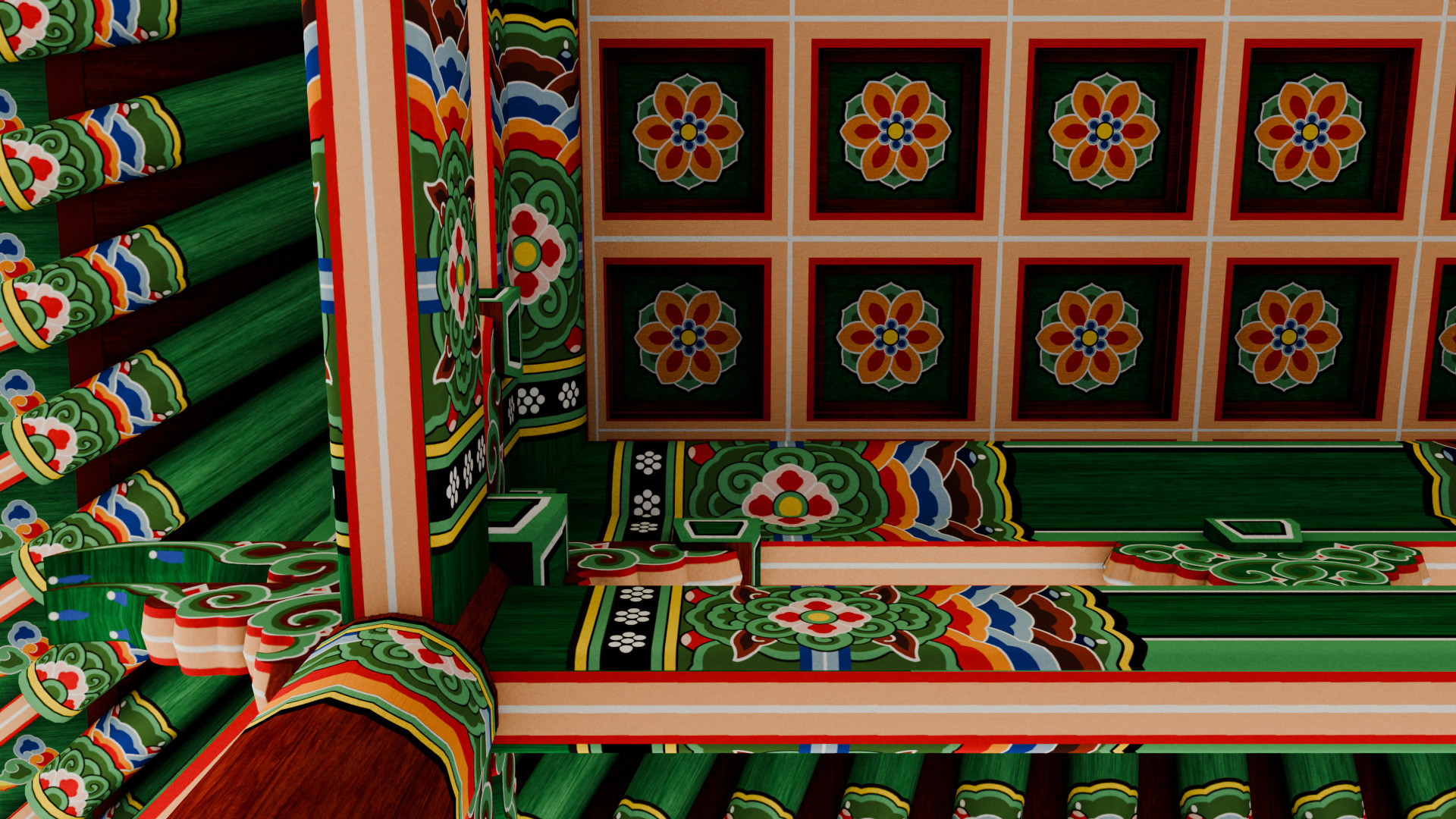 Pavilion Tetragon Low-poly 3D model_13