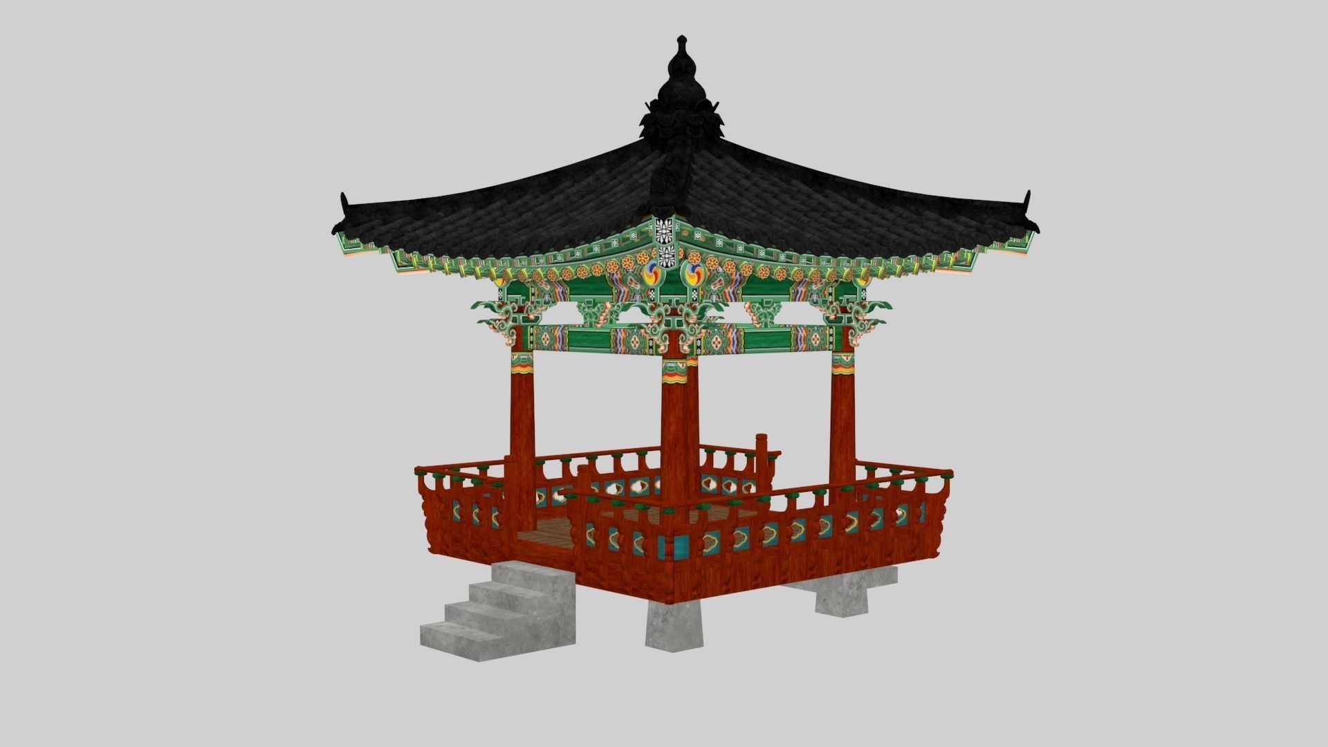 Pavilion Tetragon Low-poly 3D model_14