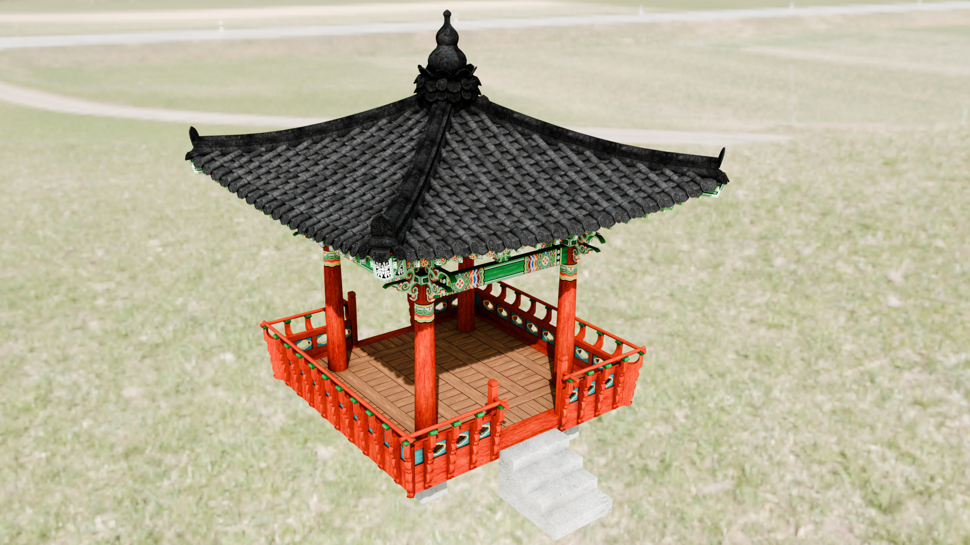 Pavilion Tetragon Low-poly 3D model_3