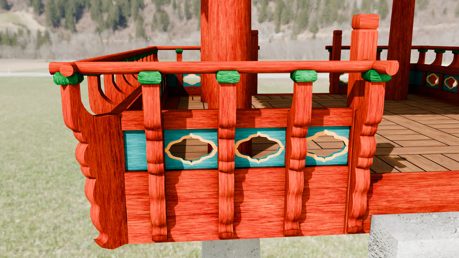 Pavilion Tetragon Low-poly 3D model_11