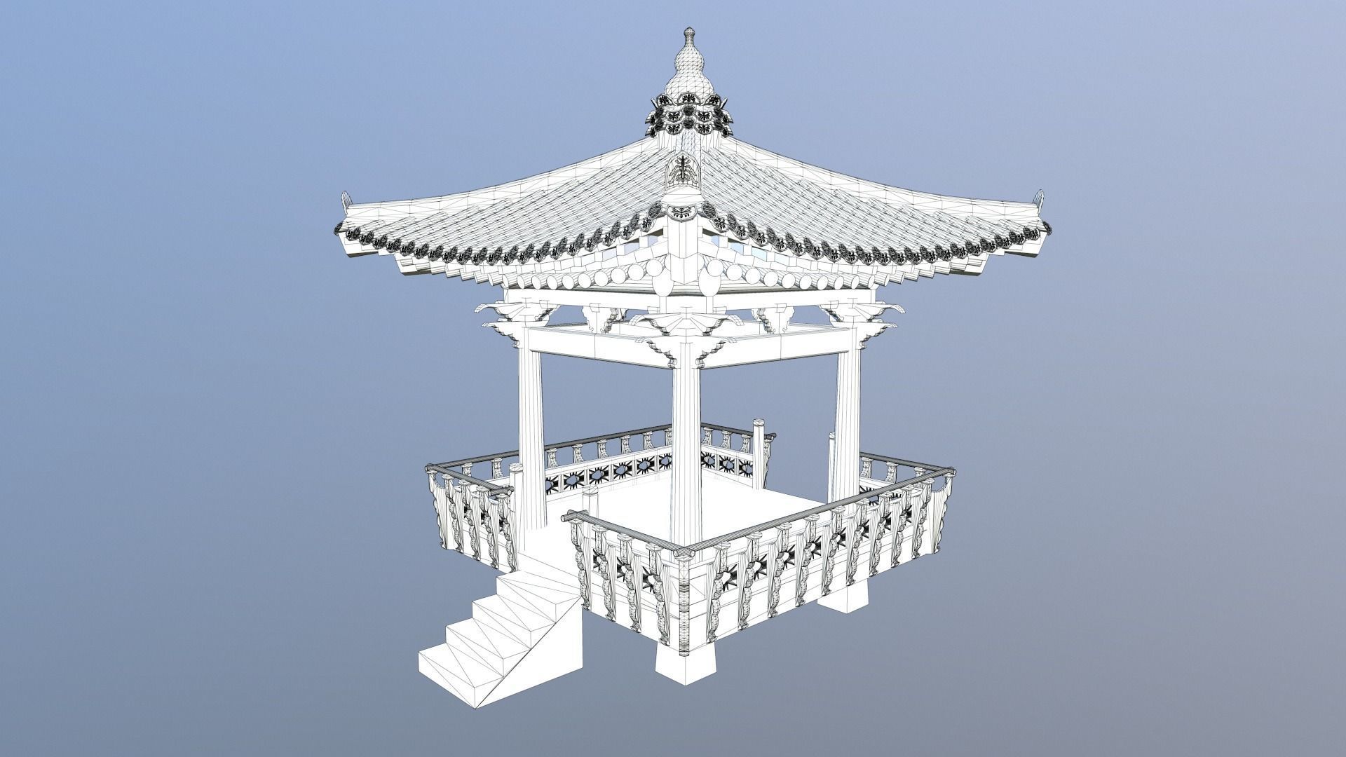 Pavilion Tetragon Low-poly 3D model_19