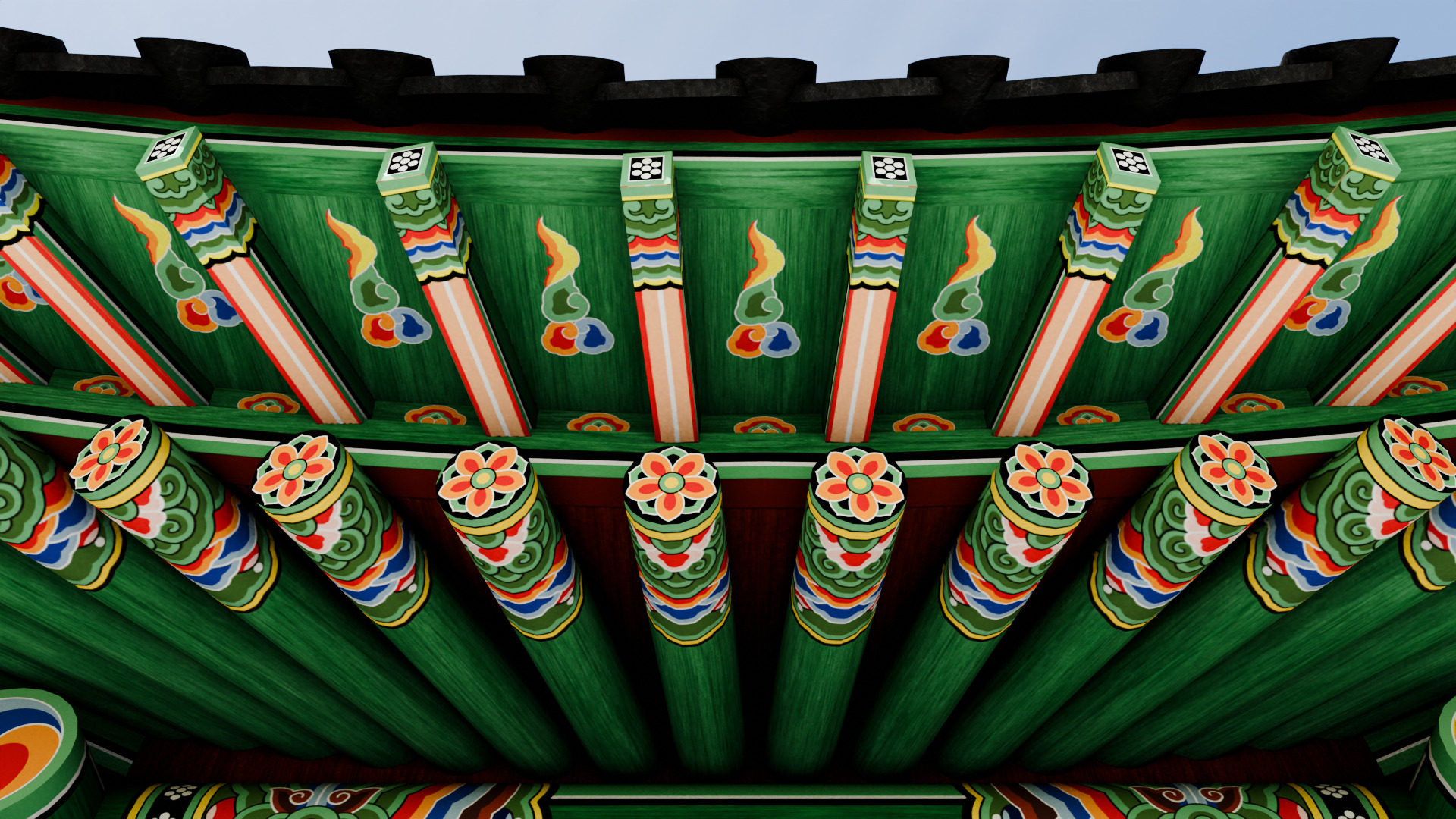 Pavilion Tetragon Low-poly 3D model_7