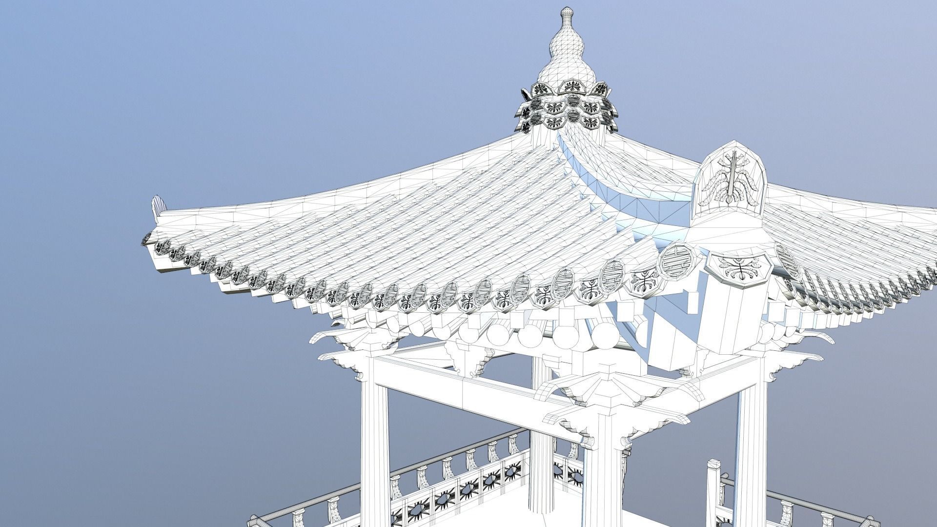 Pavilion Tetragon Low-poly 3D model_20