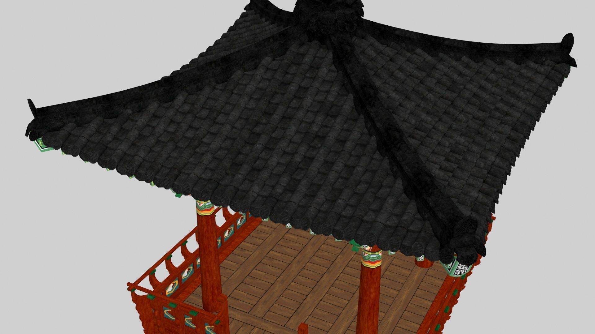 Pavilion Tetragon Low-poly 3D model_17