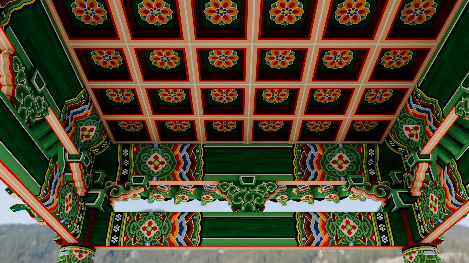 Pavilion Tetragon Low-poly 3D model_12