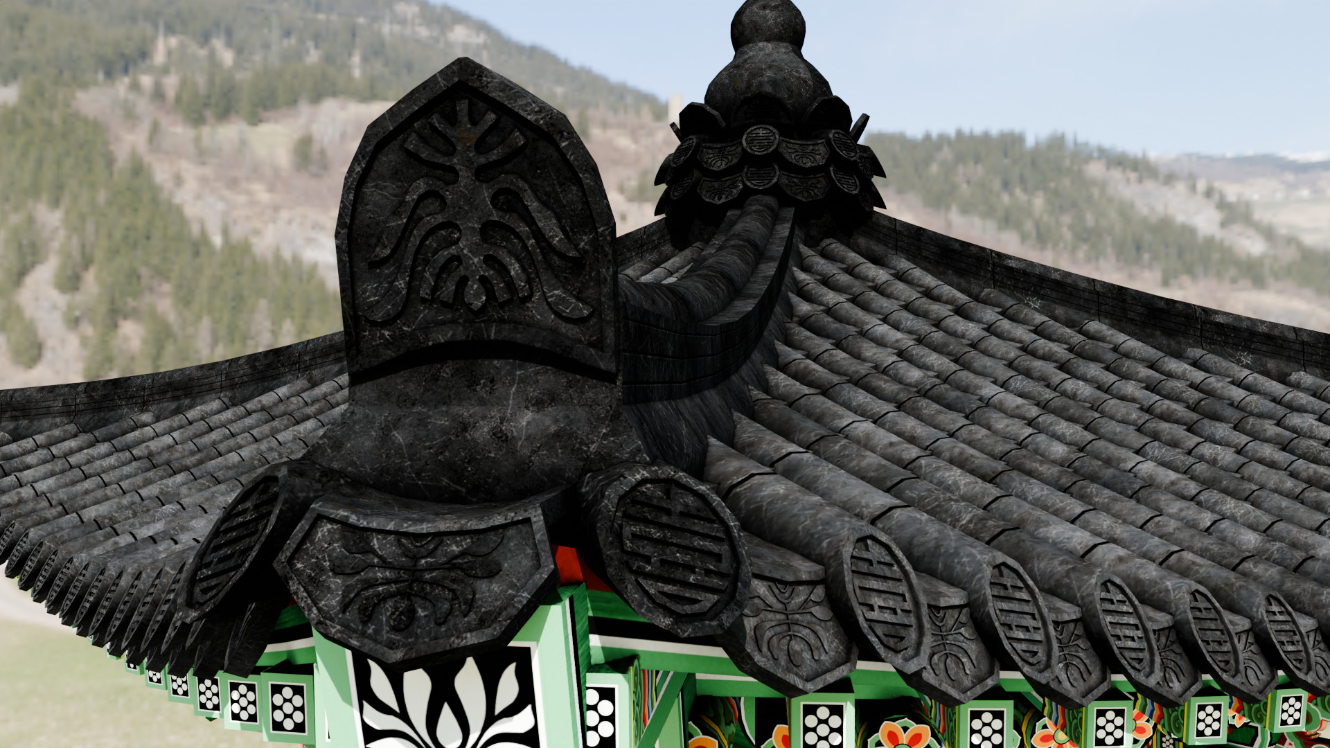 Pavilion Tetragon Low-poly 3D model_4