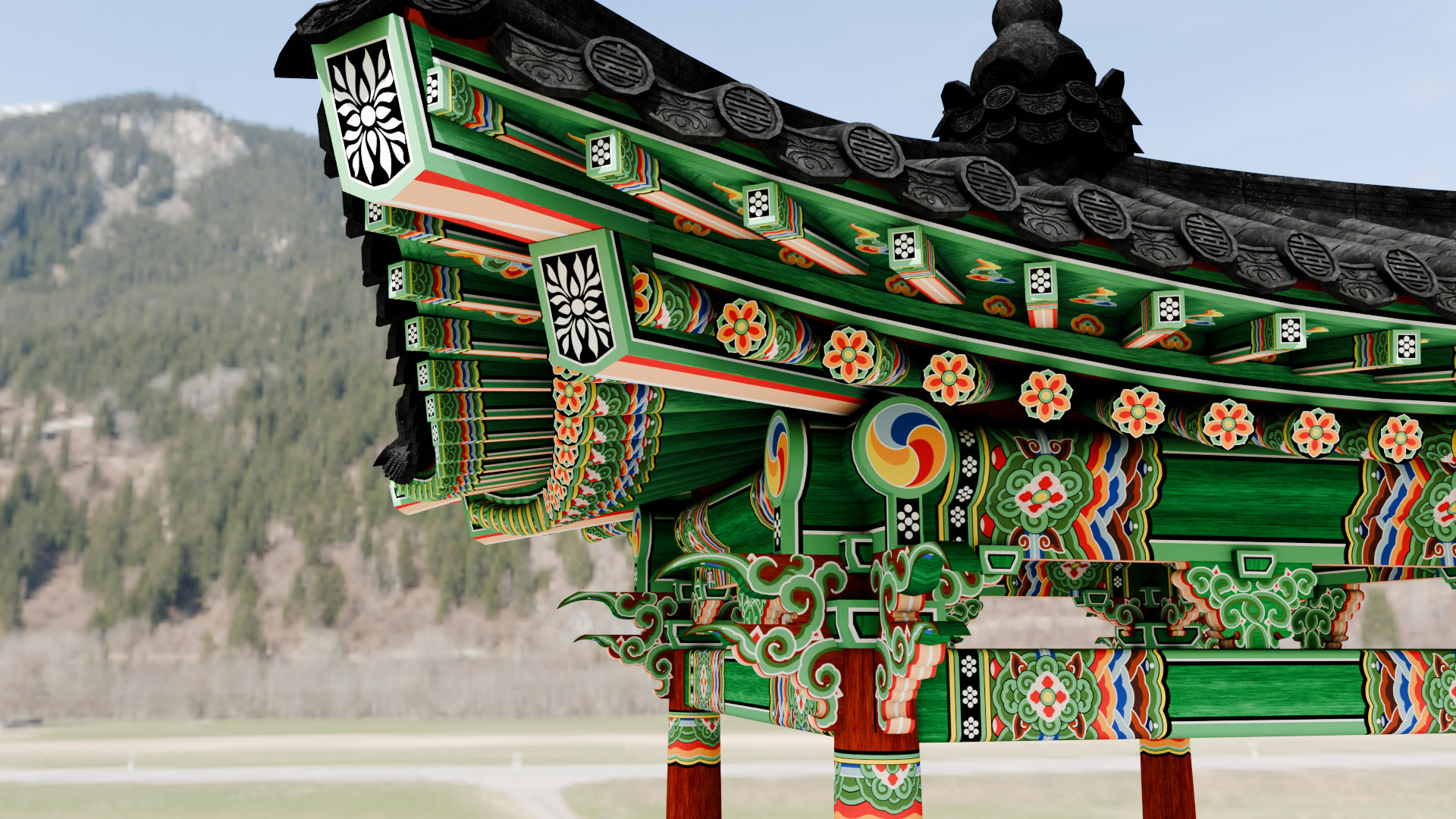 Pavilion Tetragon Low-poly 3D model_10