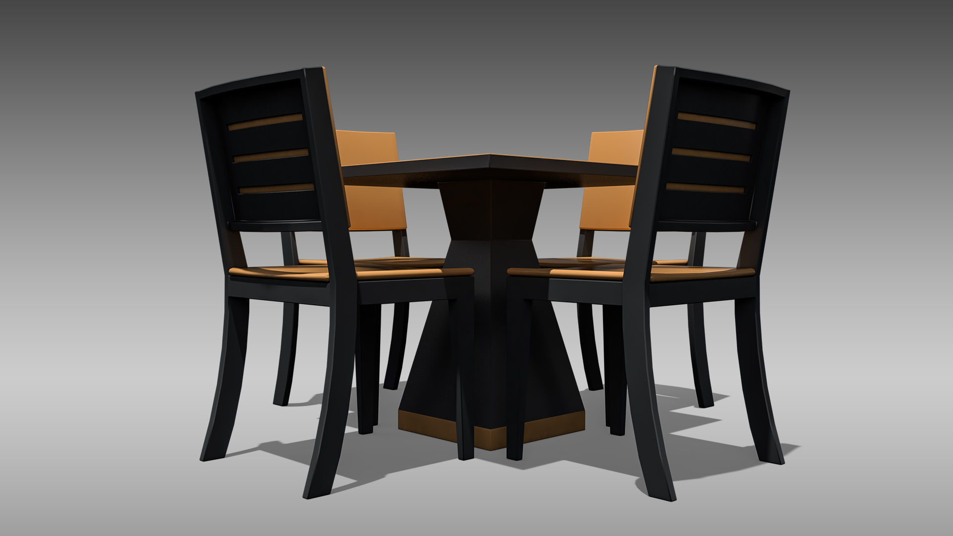 Restaurant Table and Chair Low-poly 3D model_1