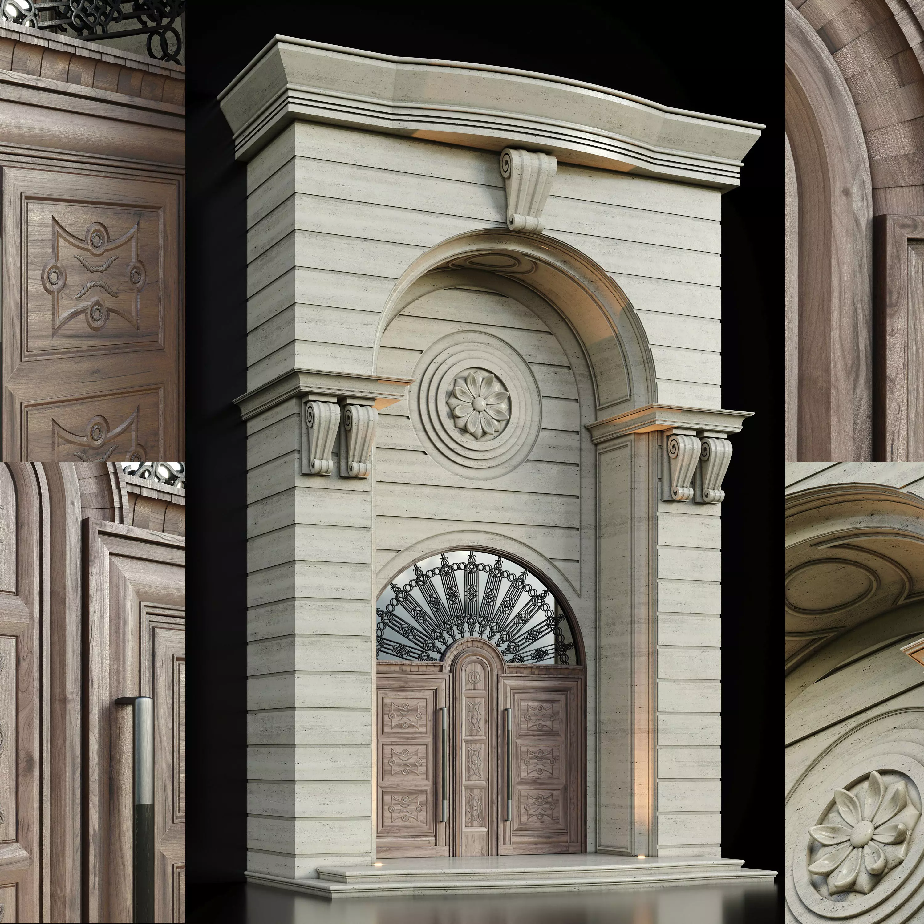 Luxury Entrance Portal - Facade and Door 3D model