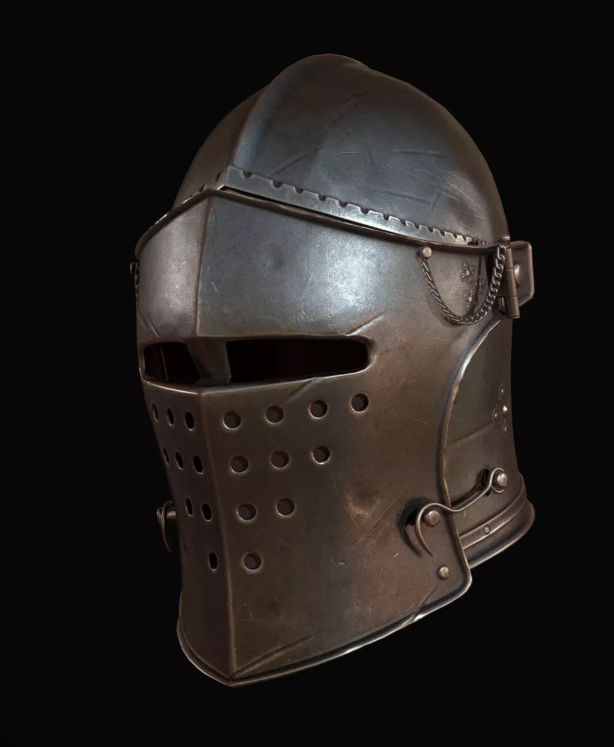 Knight Helmet Low-poly 3D model_0