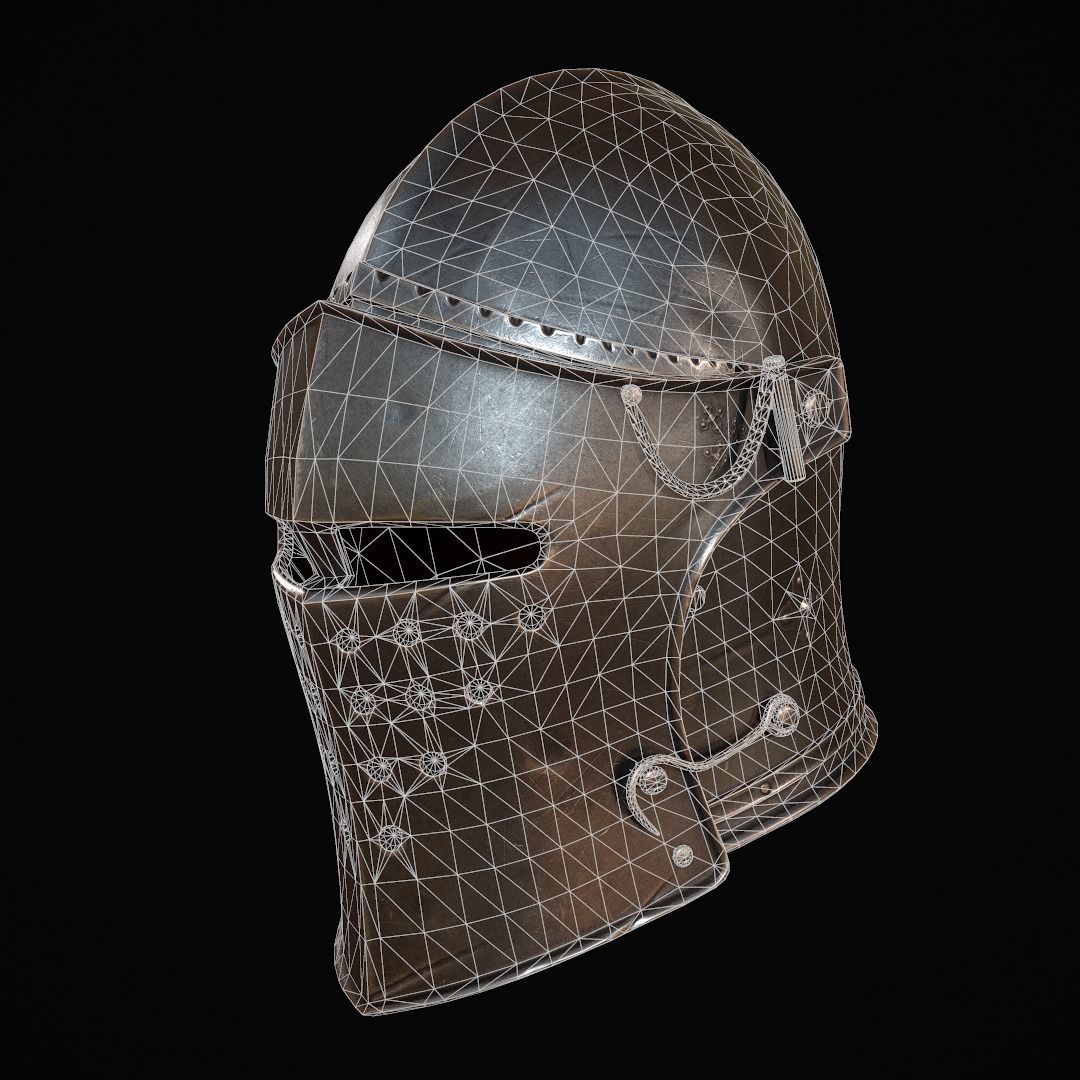 Knight Helmet Low-poly 3D model_4