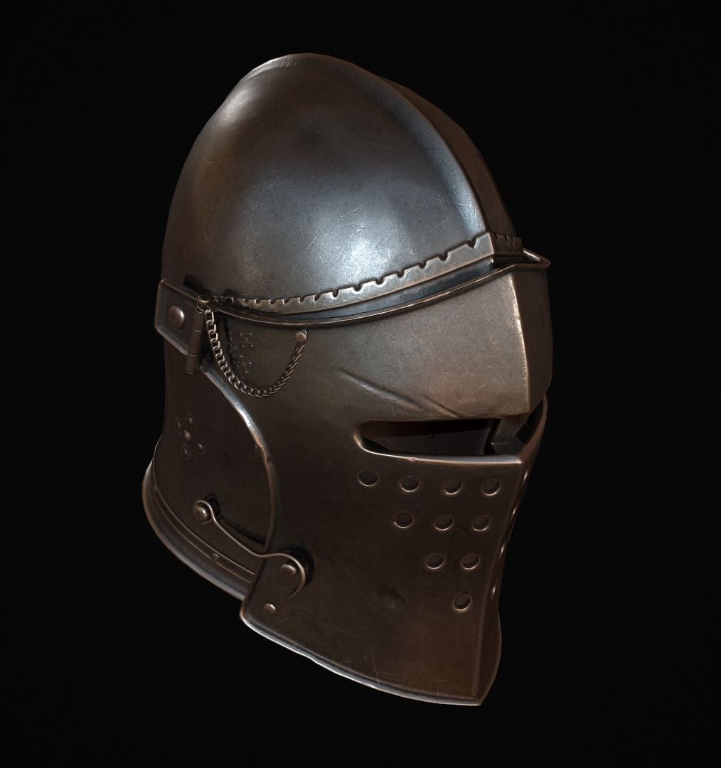 Knight Helmet Low-poly 3D model_2