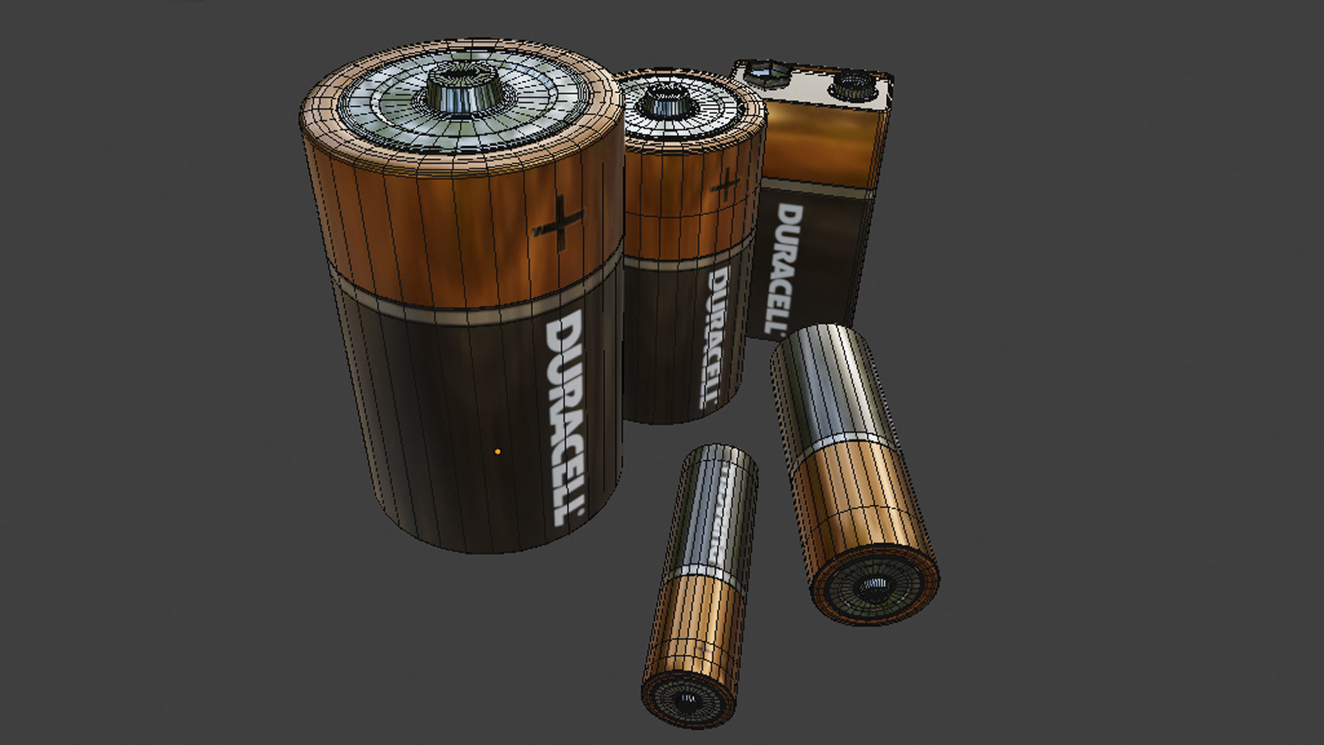Batteries 3D models Low-poly 3D model_2
