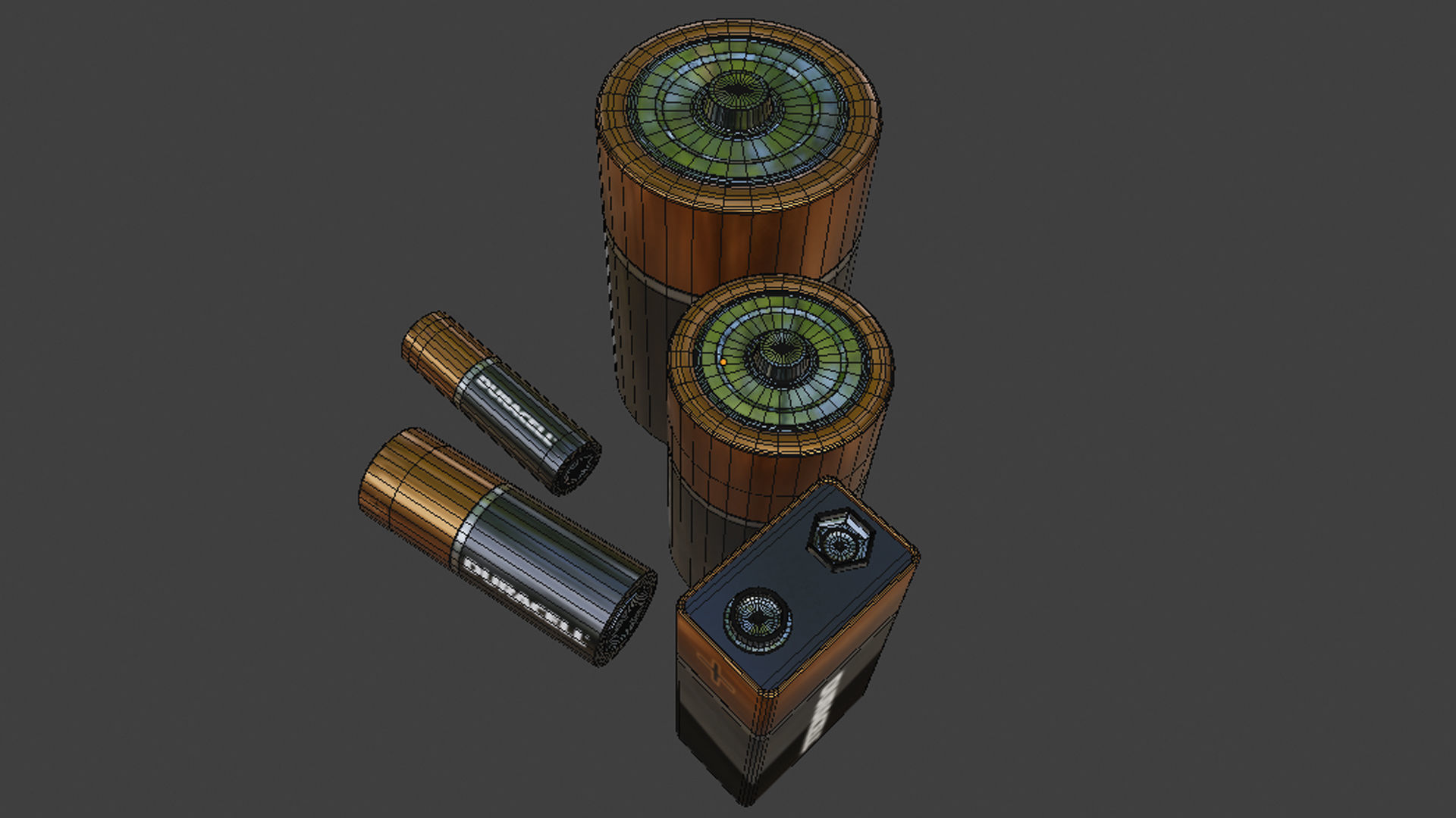 Batteries 3D models Low-poly 3D model_4