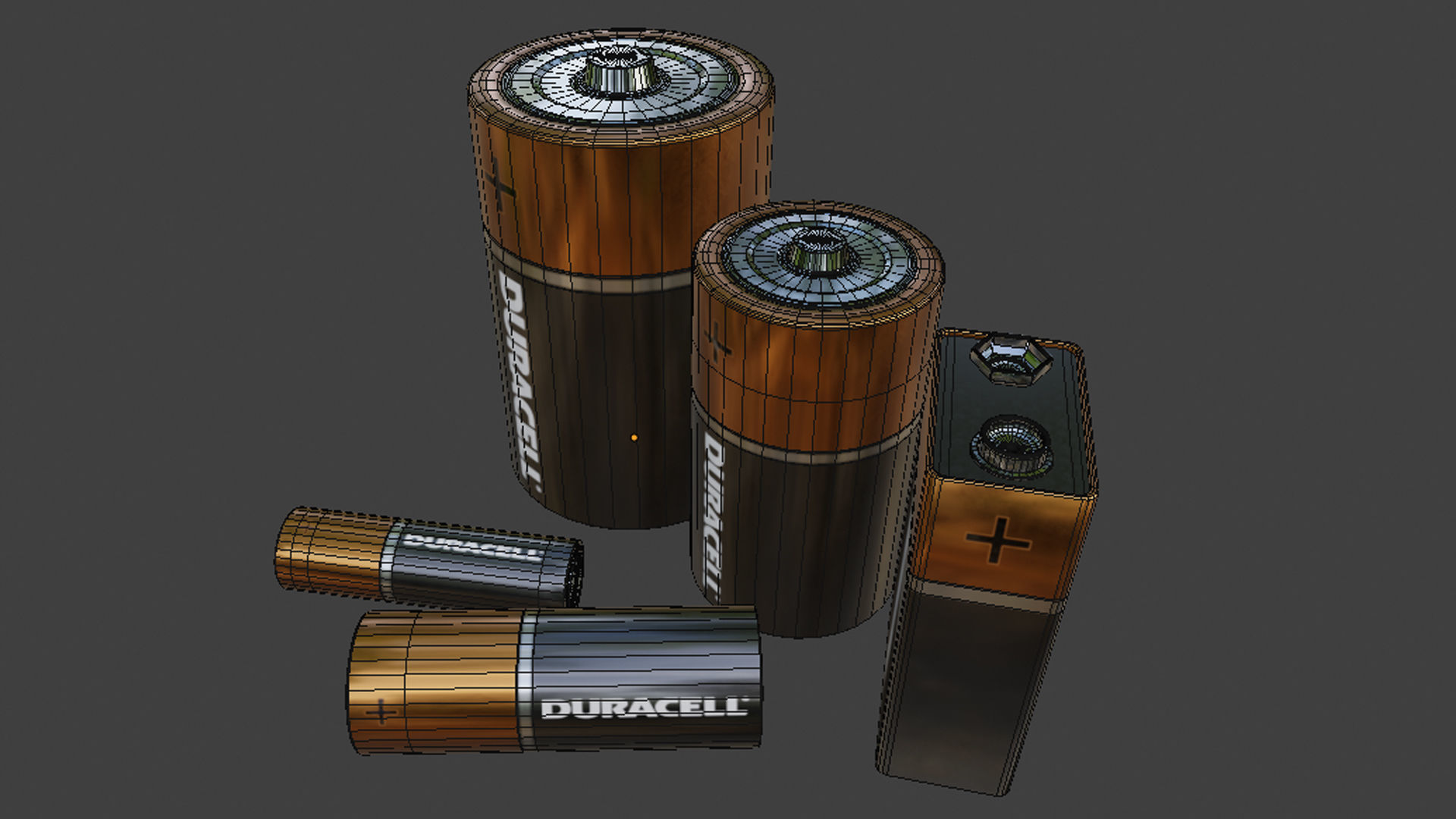 Batteries 3D models Low-poly 3D model_3