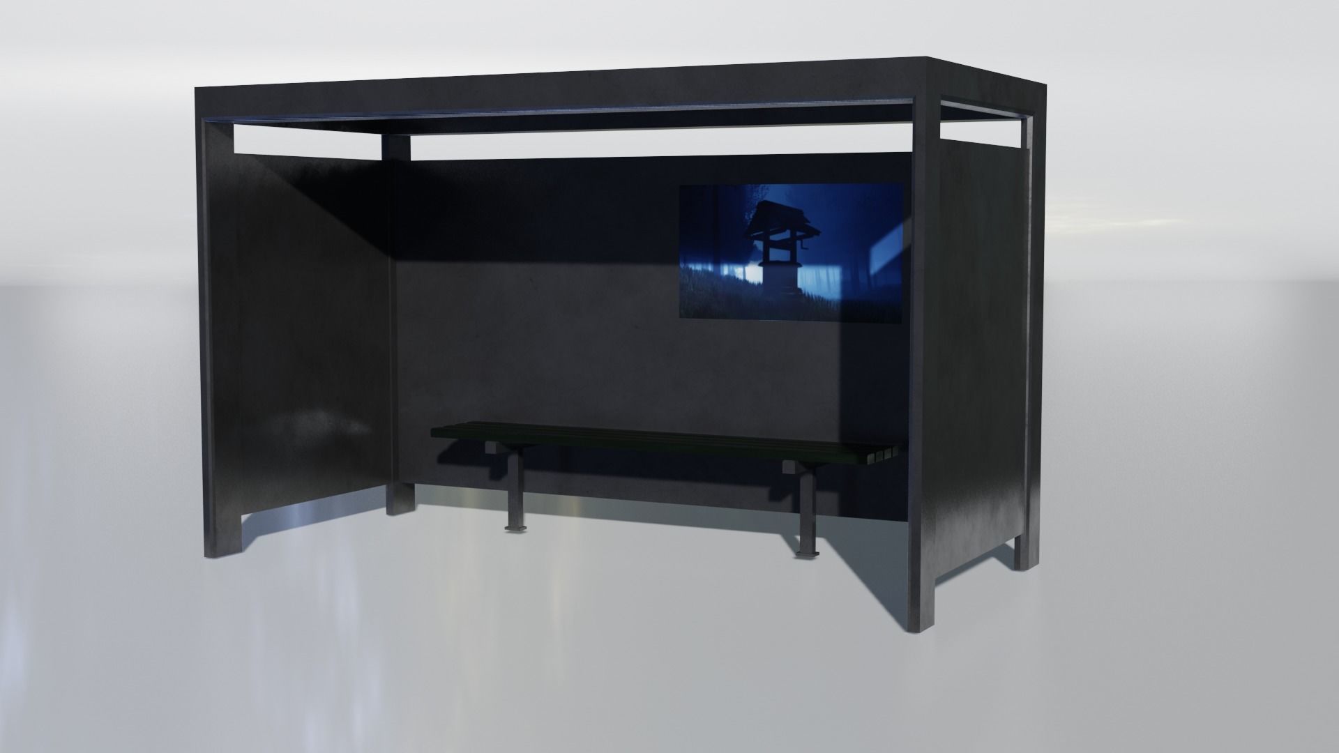 Bus Stop Low-poly 3D model_9