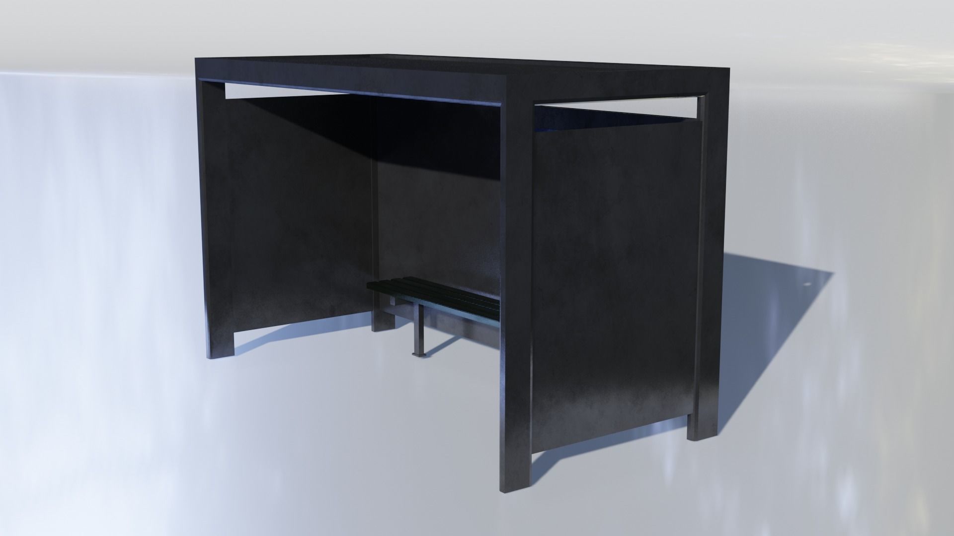 Bus Stop Low-poly 3D model_8