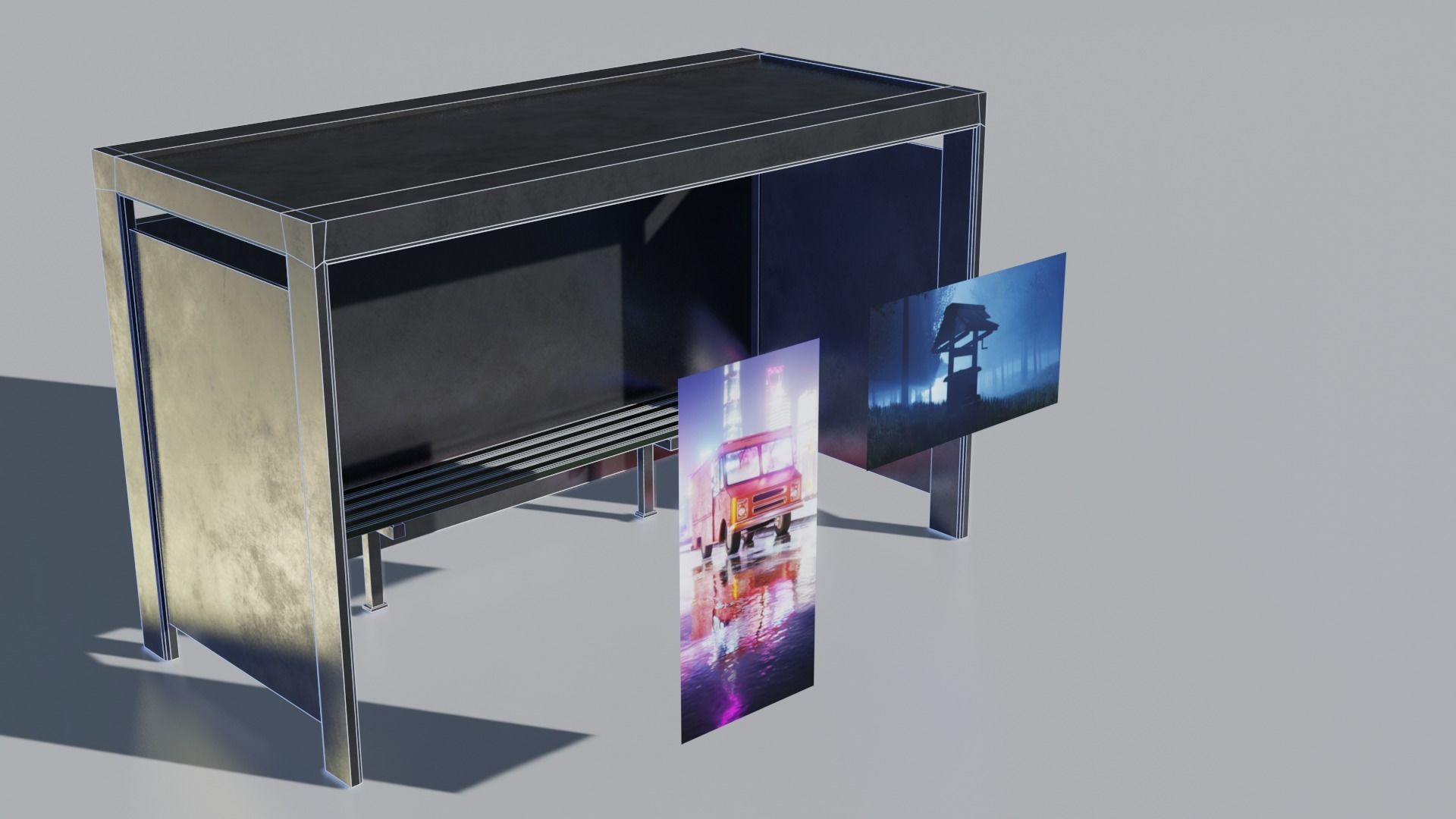 Bus Stop Low-poly 3D model_24