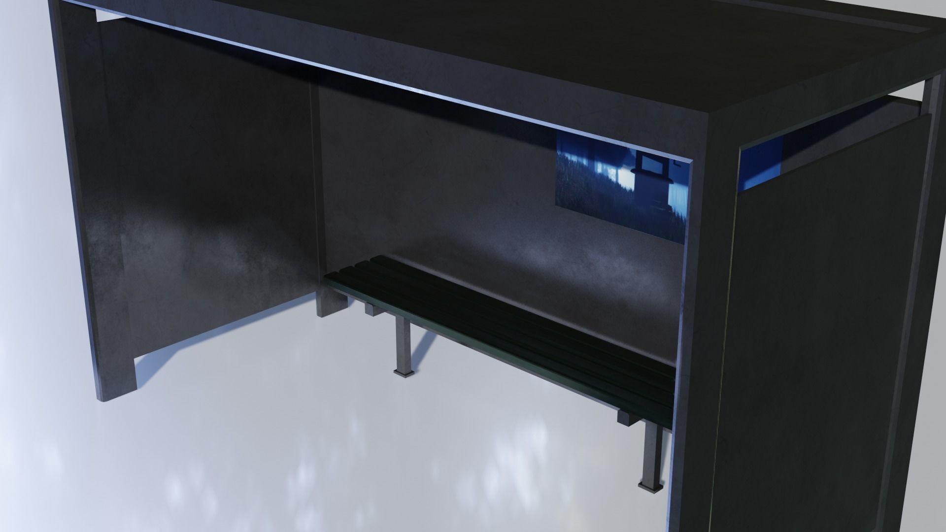 Bus Stop Low-poly 3D model_12