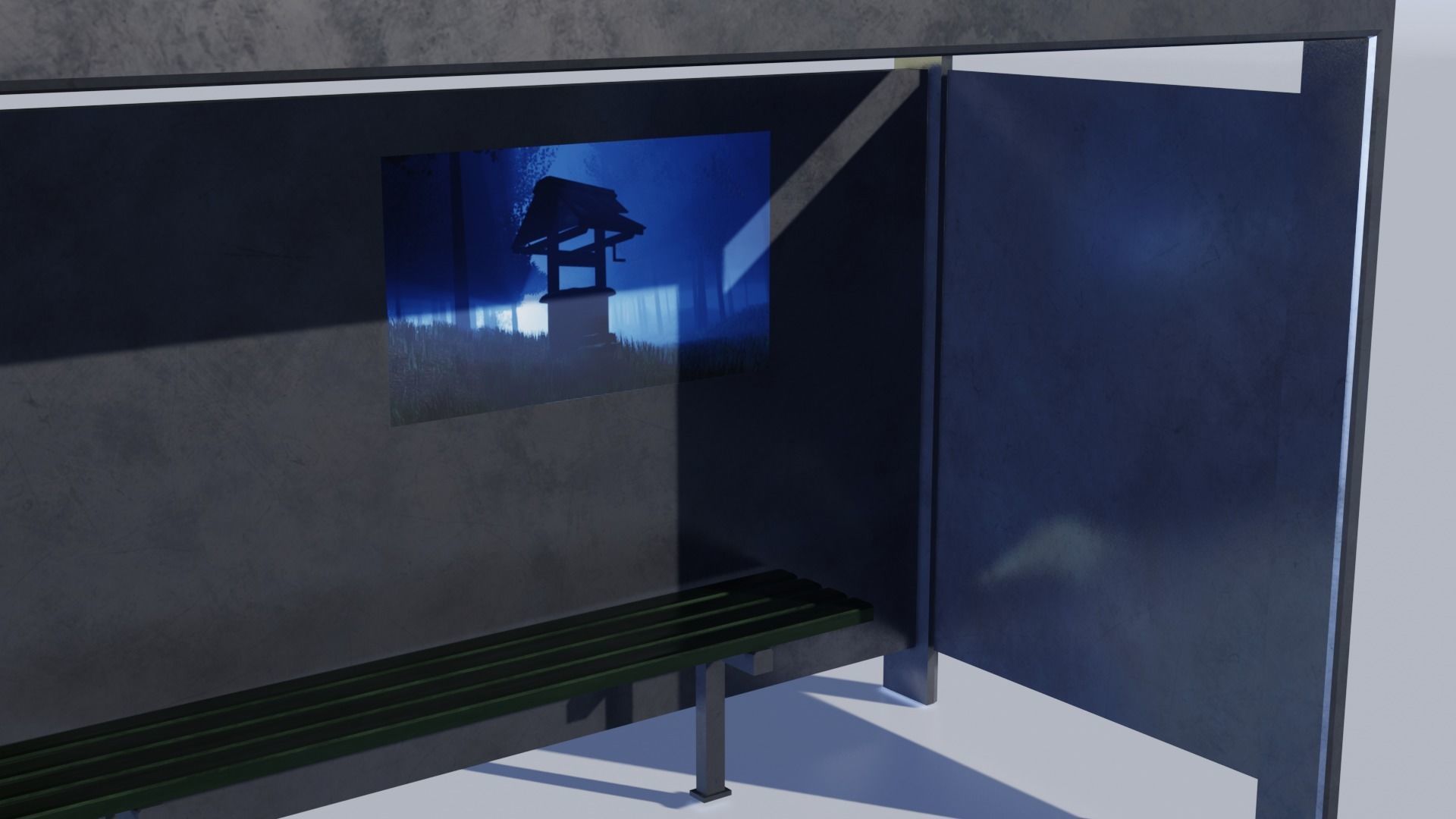 Bus Stop Low-poly 3D model_4