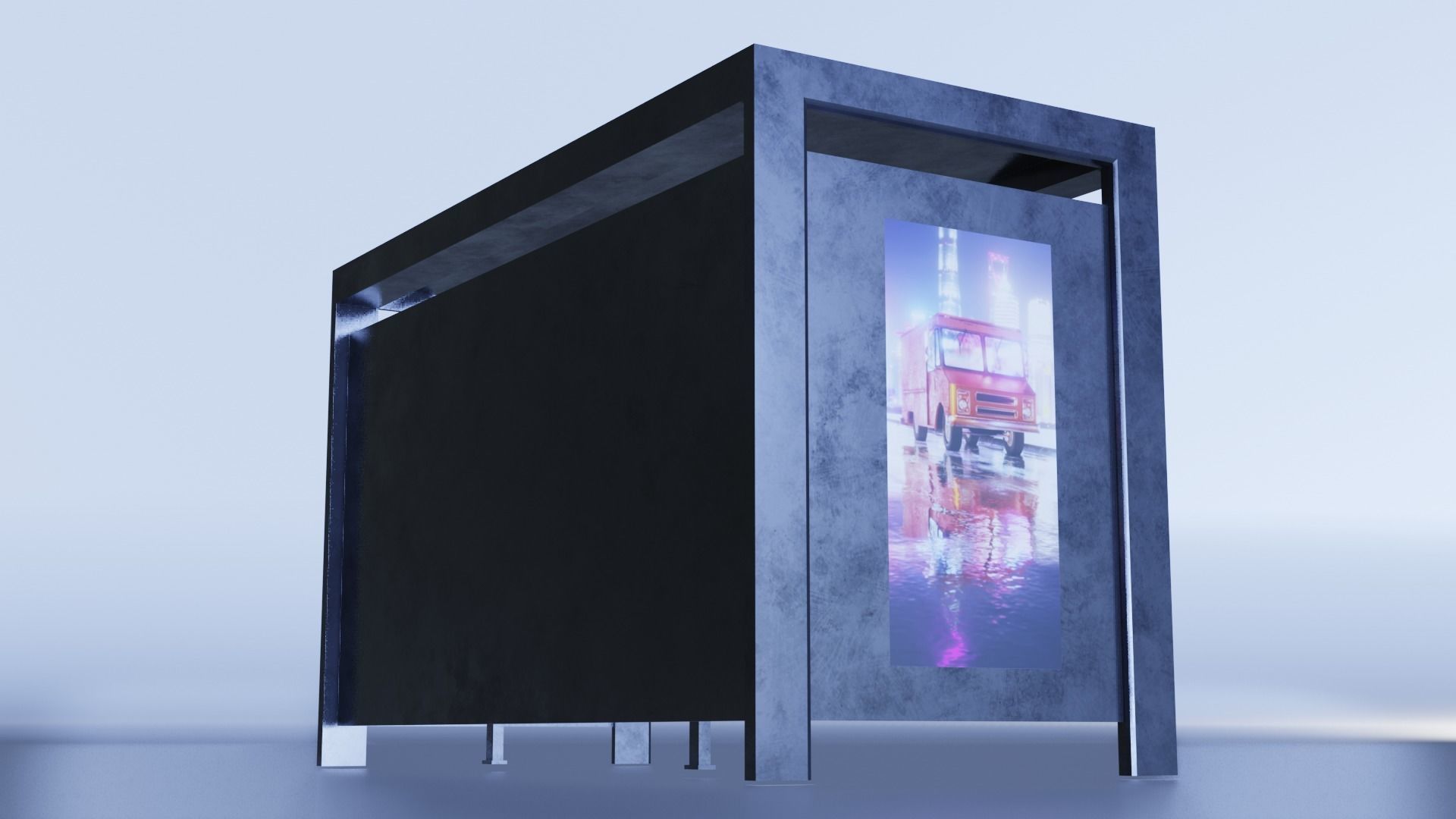 Bus Stop Low-poly 3D model_7