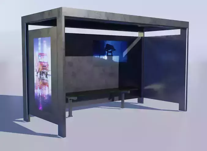 Bus Stop Low-poly 3D model