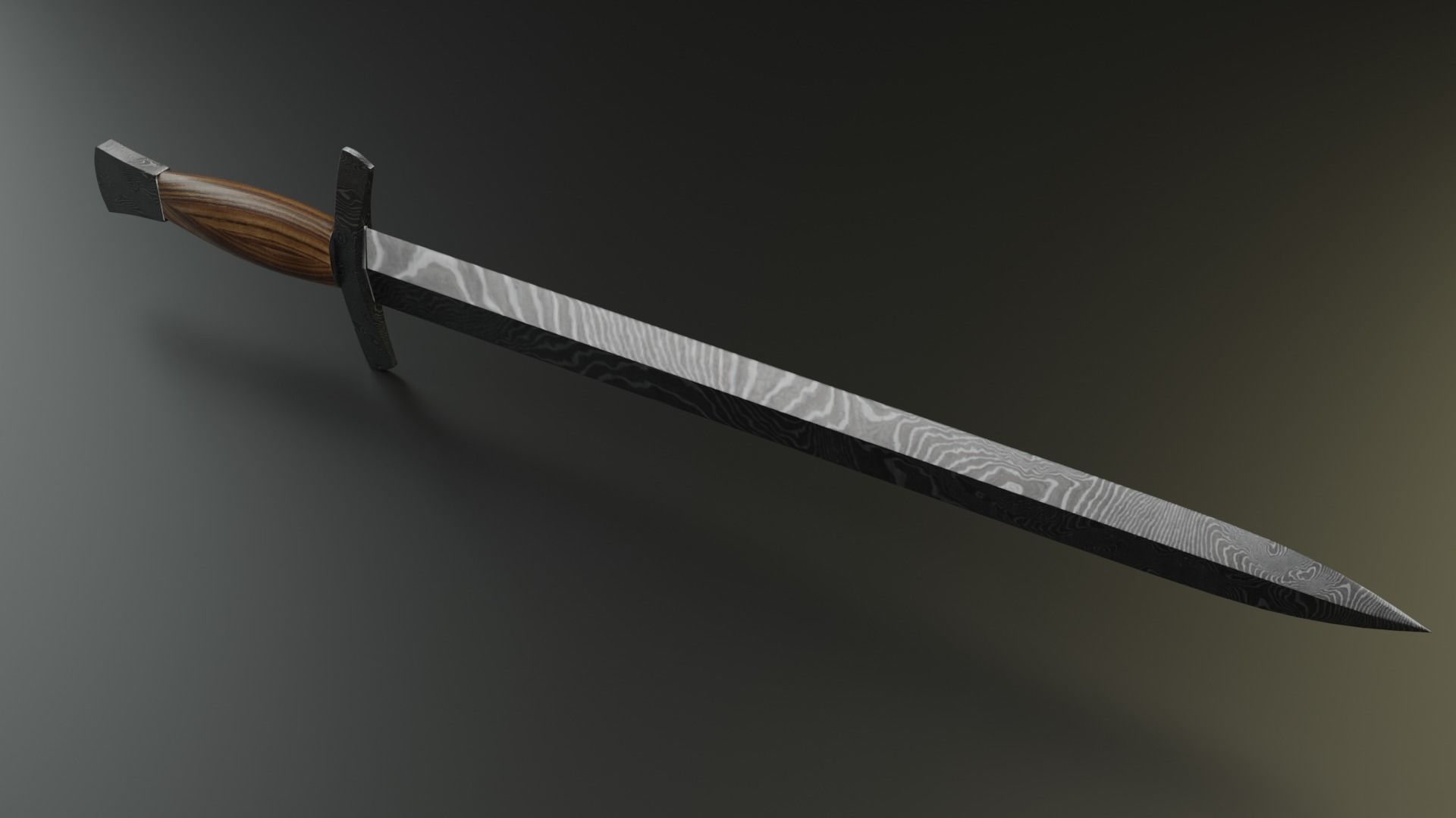 Hunting Sword Low-poly 3D model_5