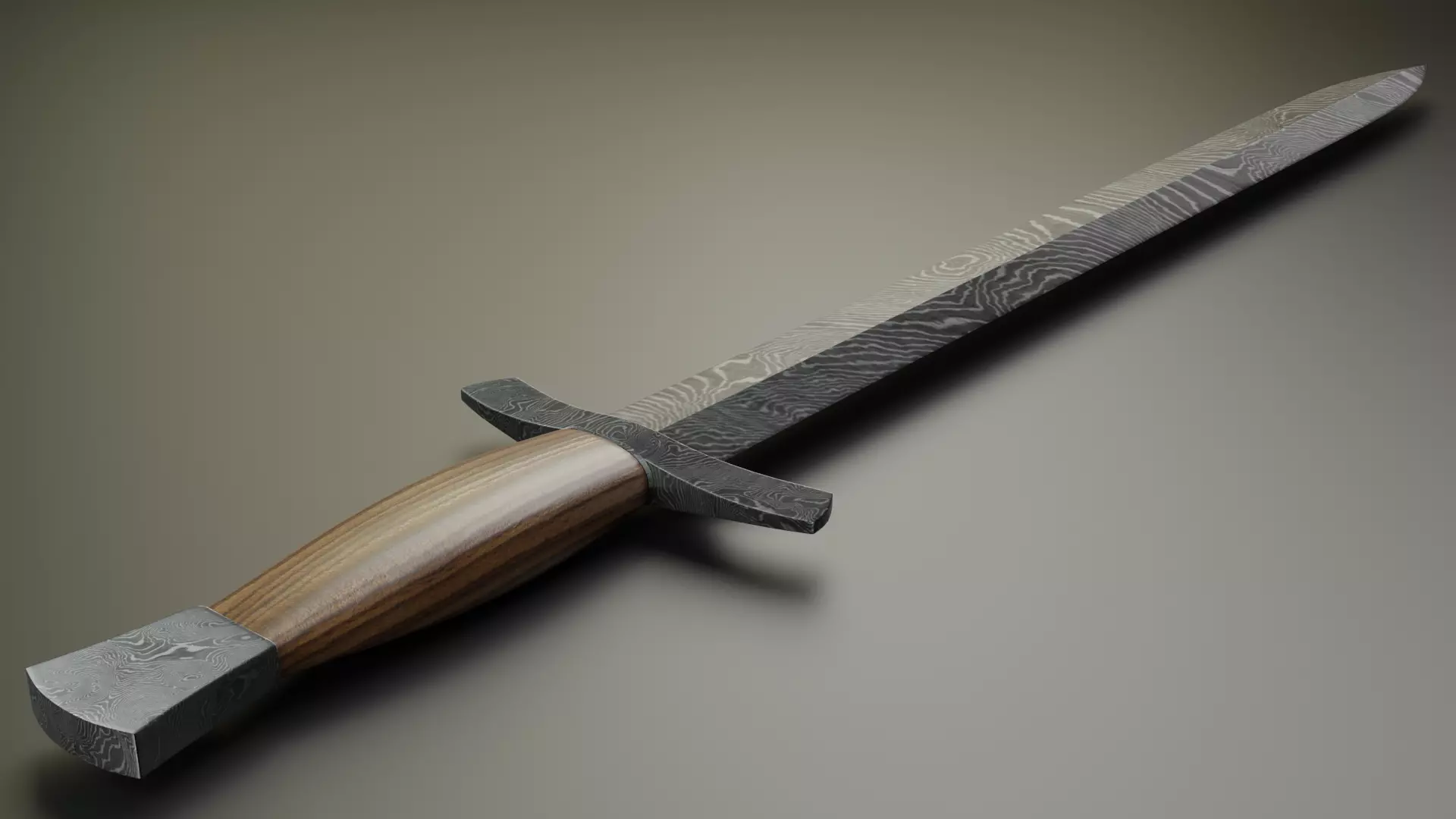 Hunting Sword Low-poly 3D model_0